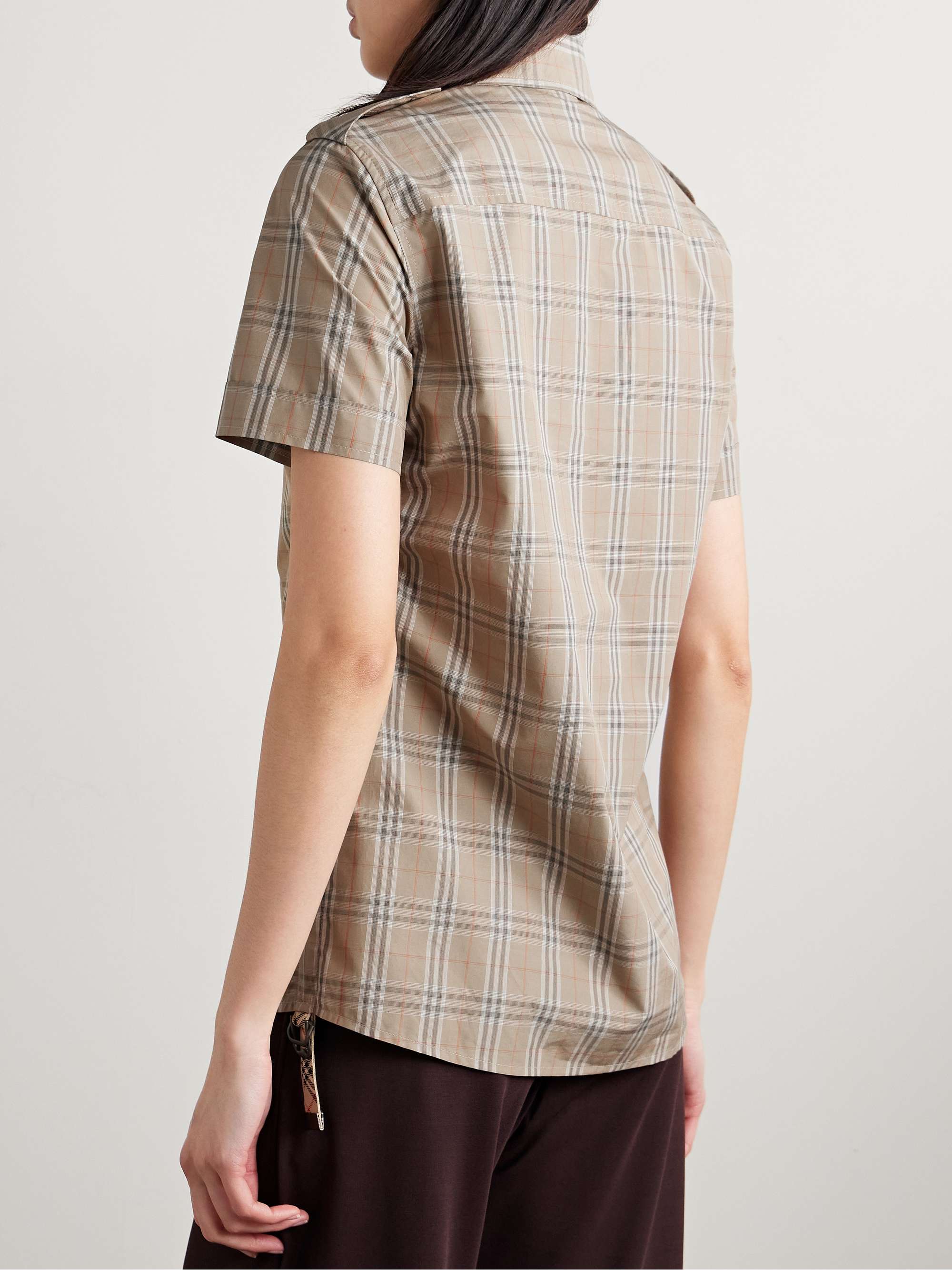 Buckled ruched checked cotton-poplin shirt view