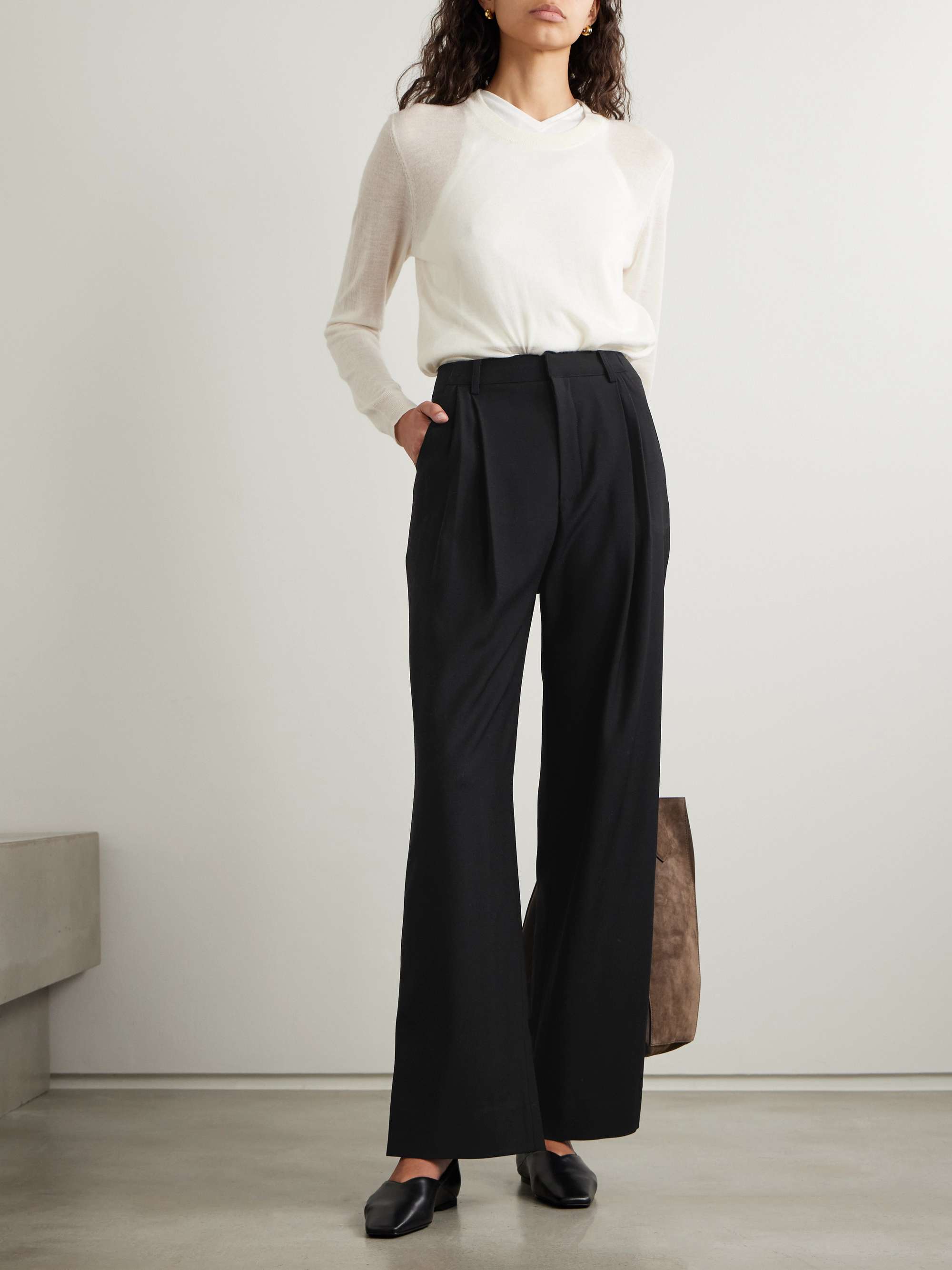 Annie pleated wool wide-leg pants view
