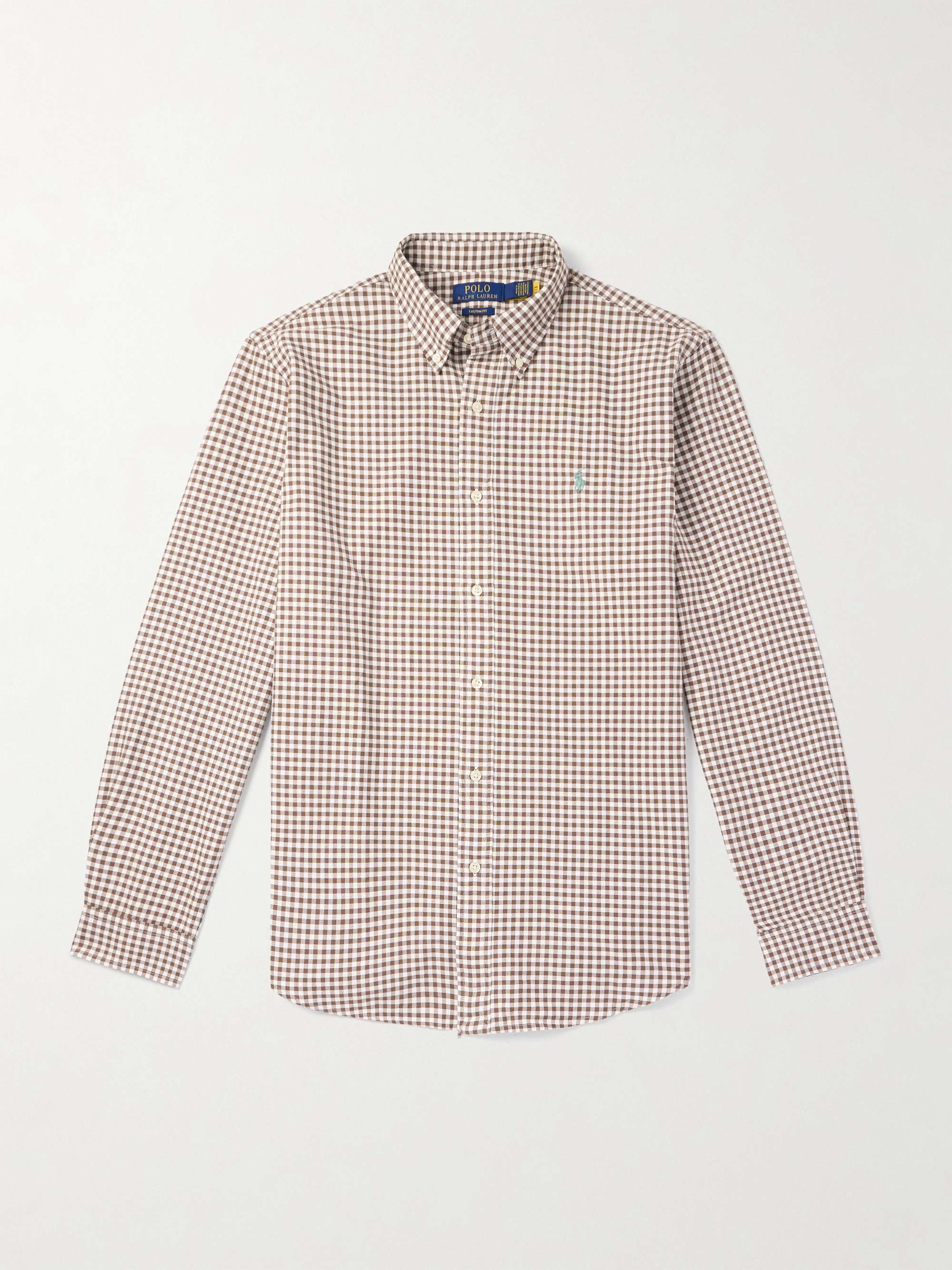 Button-Down Collar Logo-Embroidered Checked Cotton Shirt view