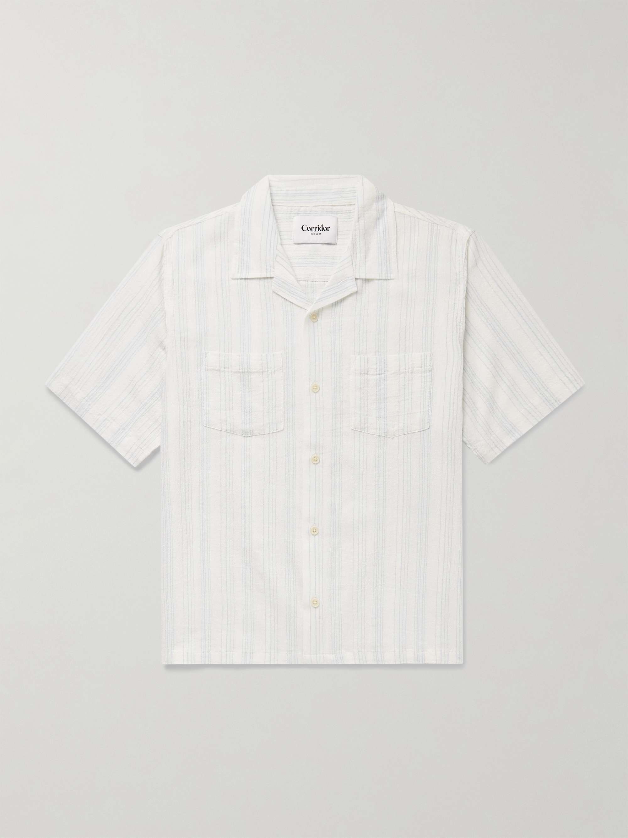 Skip Camp-Collar Striped Cotton-Gauze Shirt view
