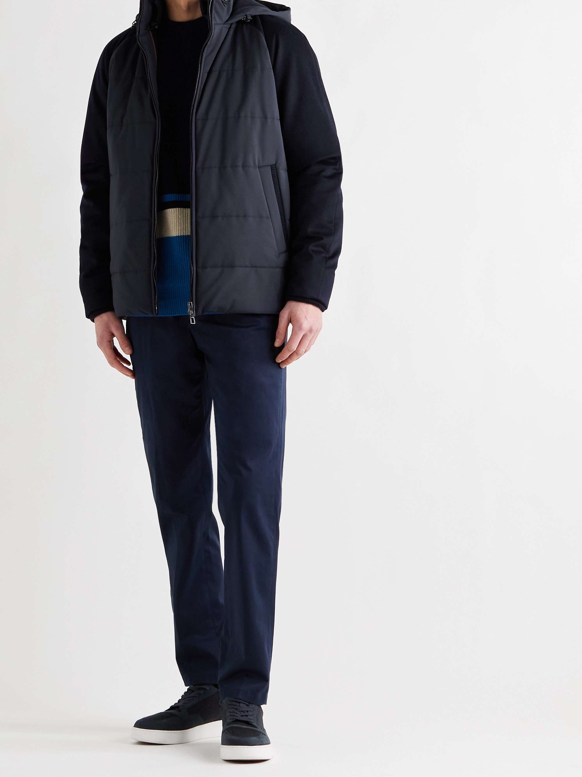 Cashmere-Trimmed Quilted Softshell Hooded Jacket view