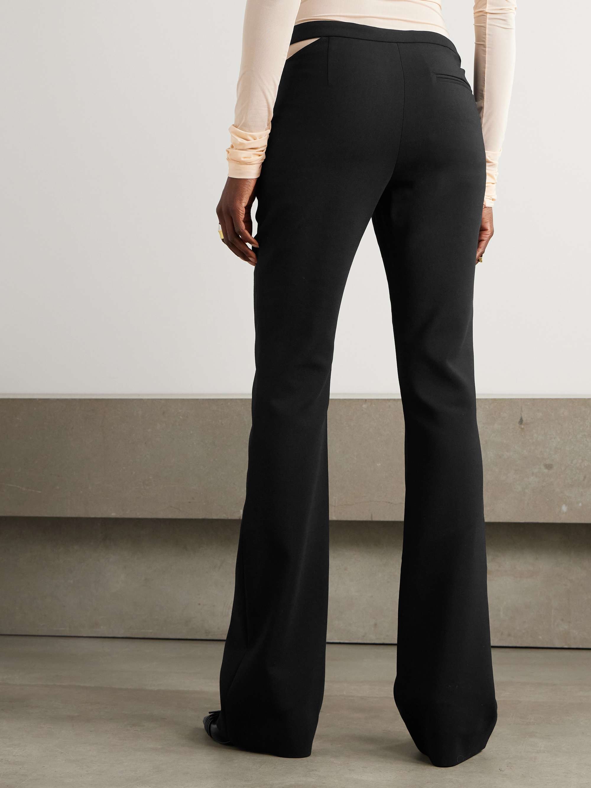 Cutout buckled wool-blend flared pants view