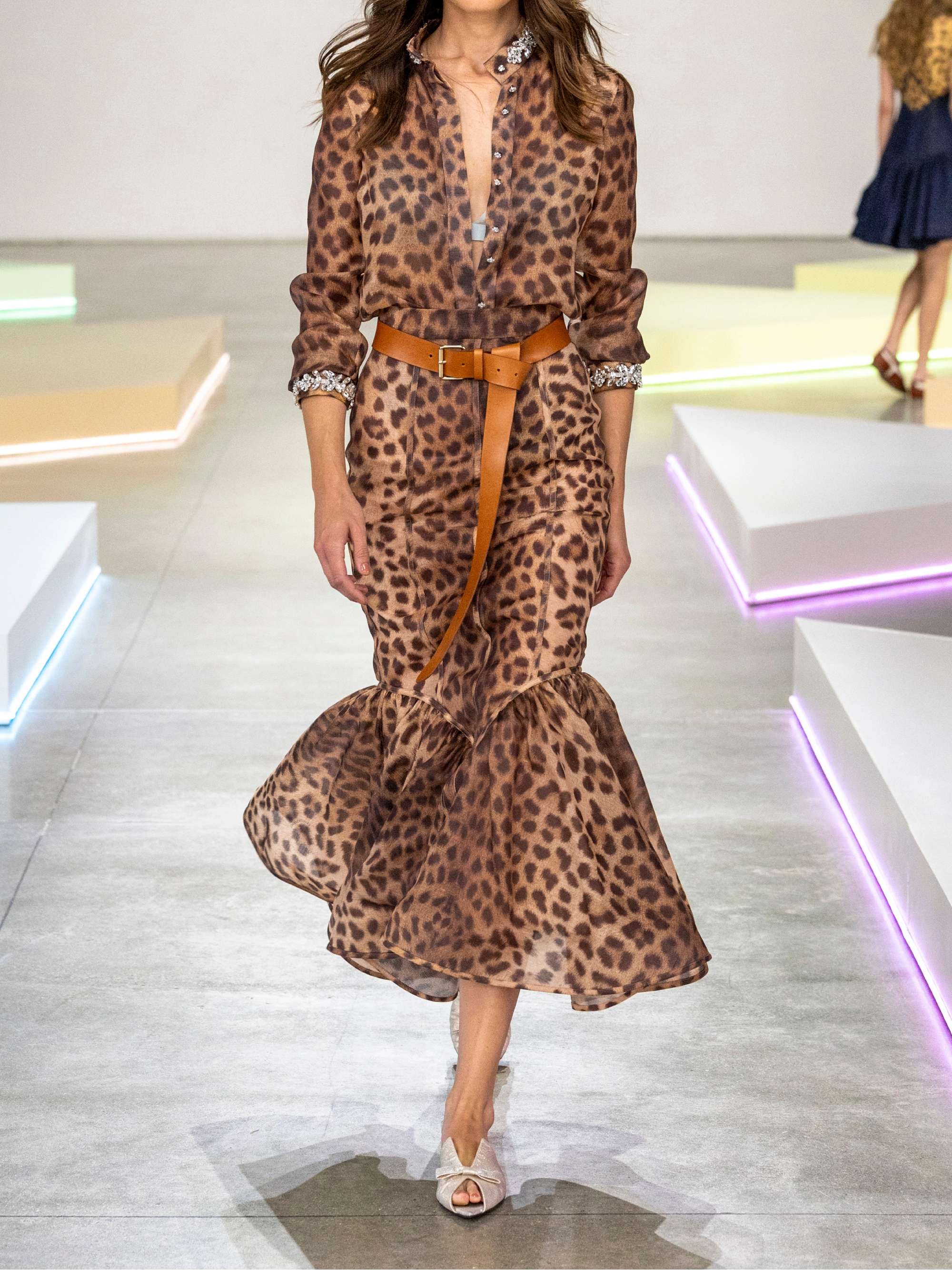 Crush ruffled paneled leopard-print linen and silk-blend organza maxi skirt view
