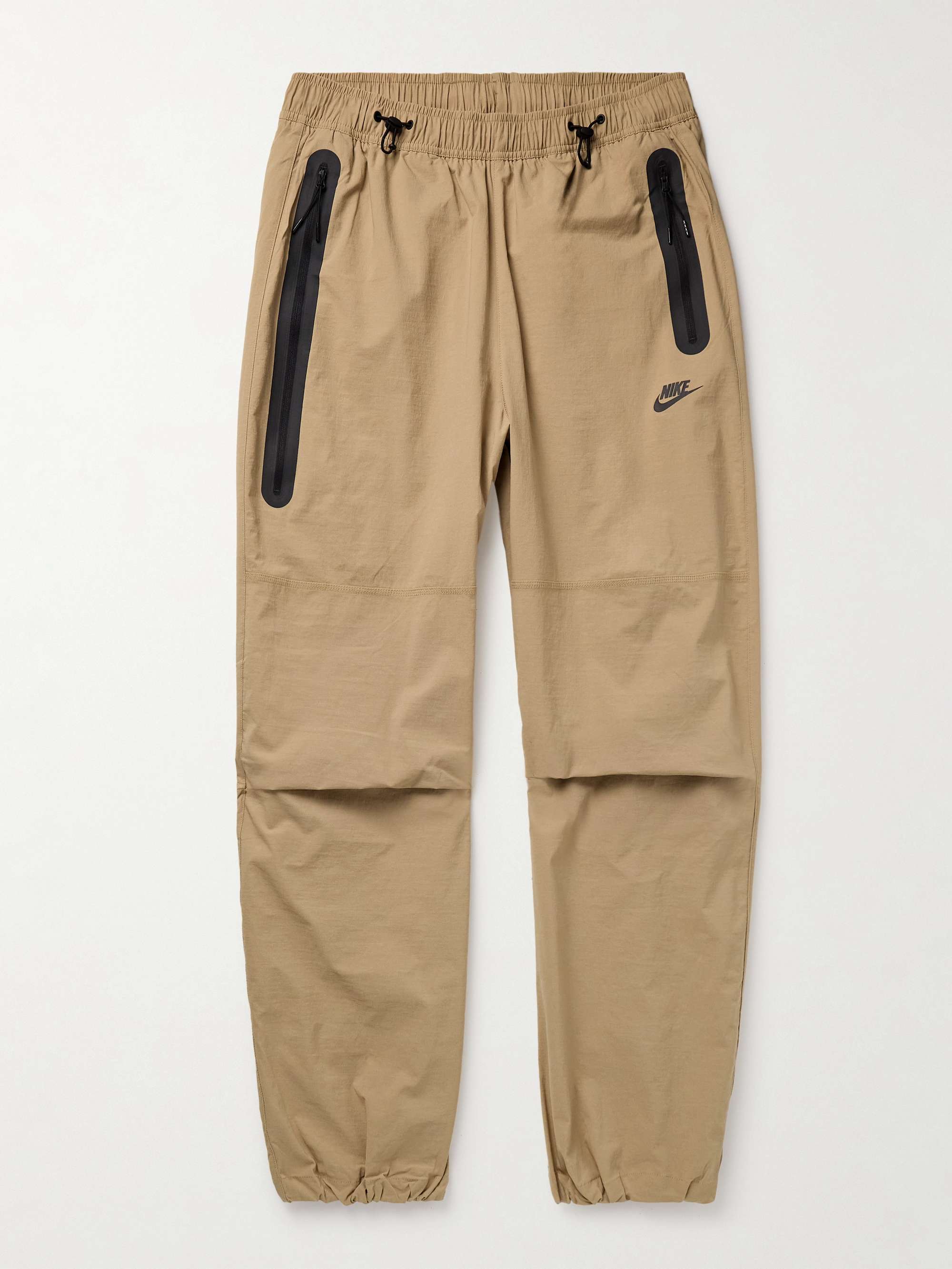 Tech Wide-Leg Pleated Logo-Print Stretch-Nylon Trousers view
