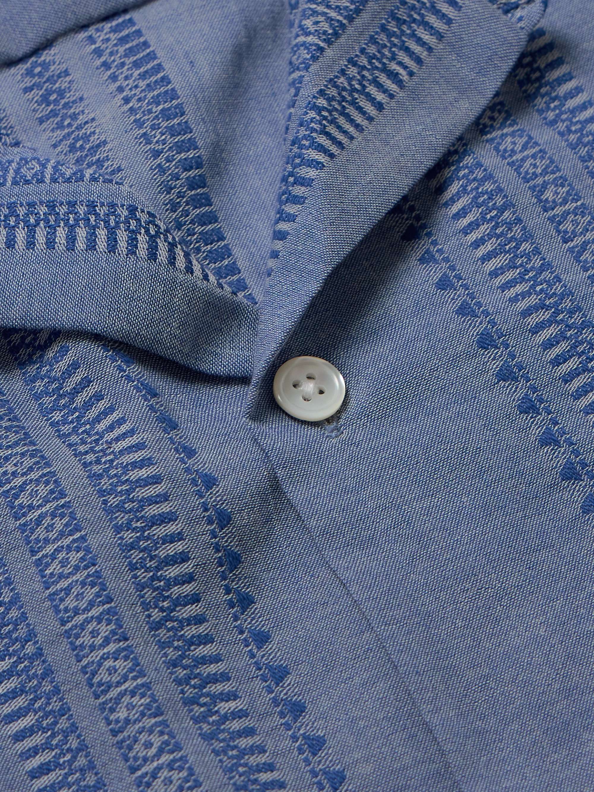 Pacific Convertible-Collar Striped Cotton-Jacquard Shirt view
