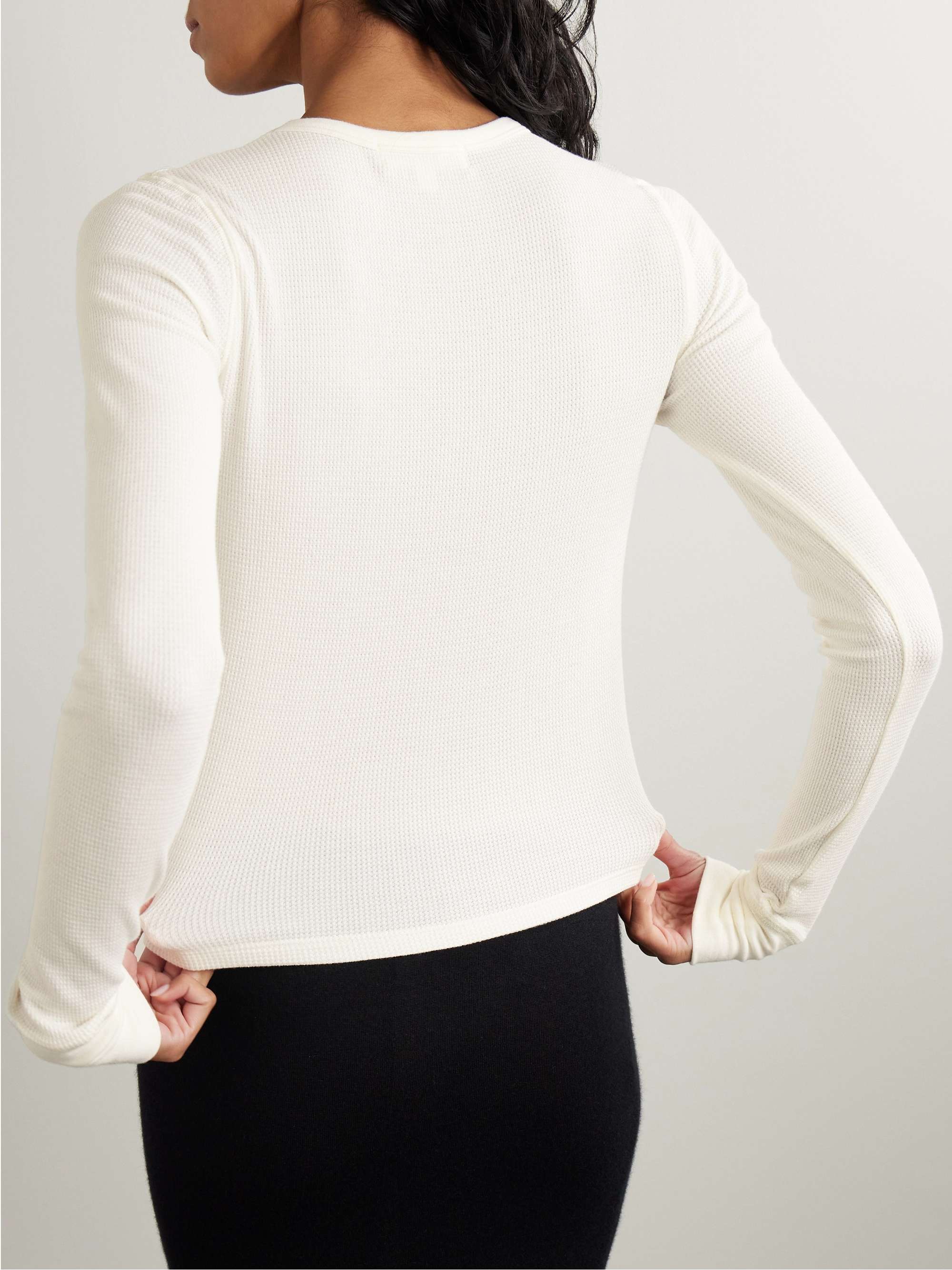 Waffle-knit stretch cotton and modal-blend T-shirt view