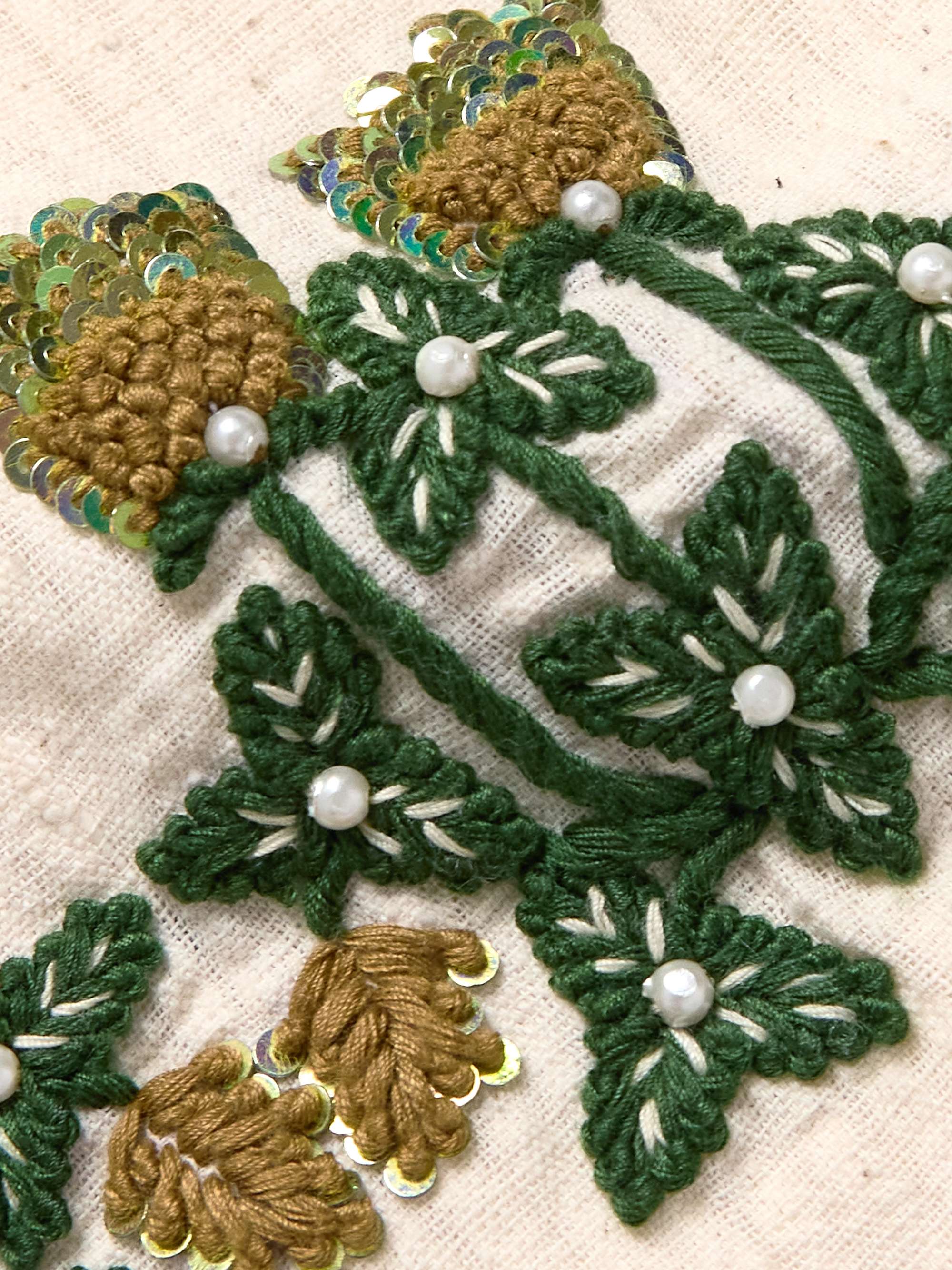 Camp-Collar Embellished Embroidered Cotton-Gauze Shirt view