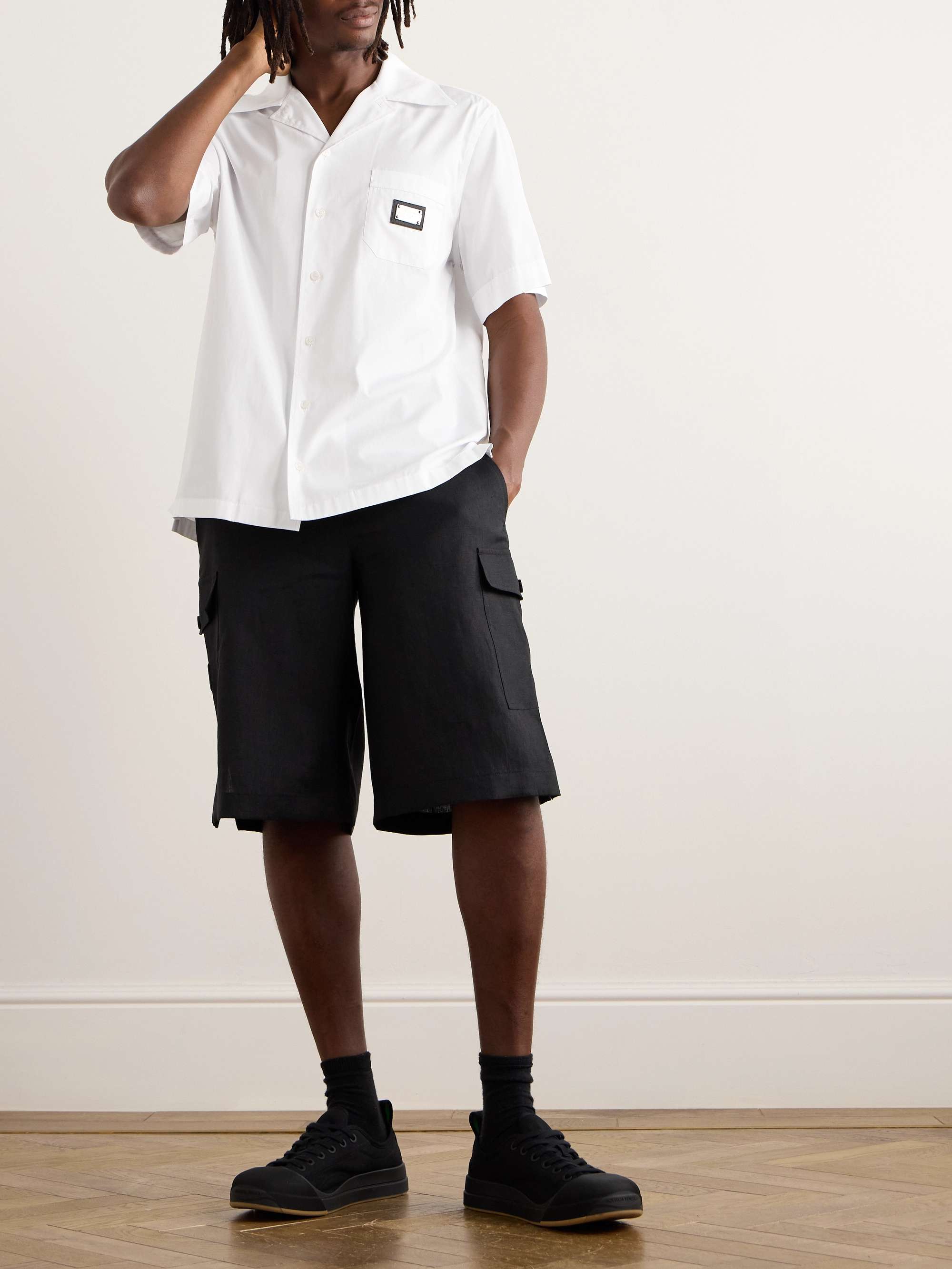Wide-Leg Linen Cargo Shorts view