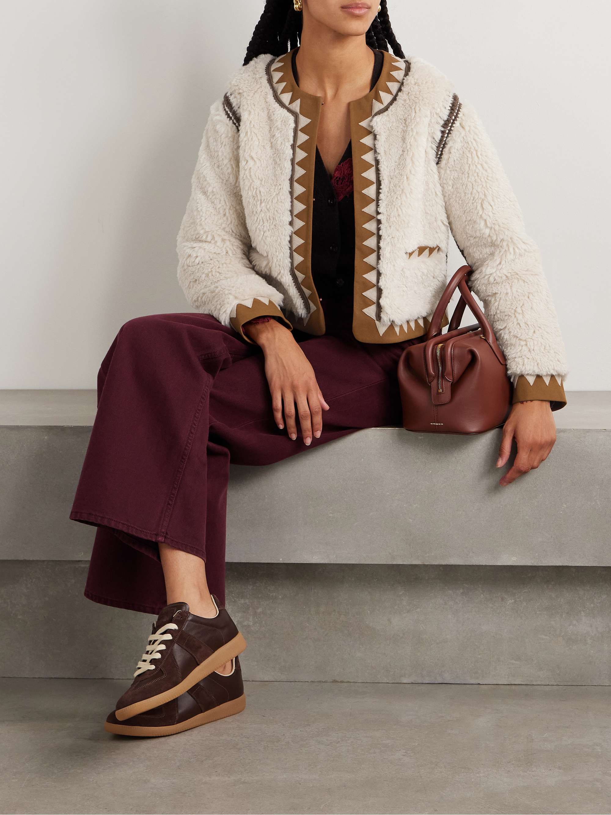 Ginevra leather and suede-trimmed faux shearling jacket view
