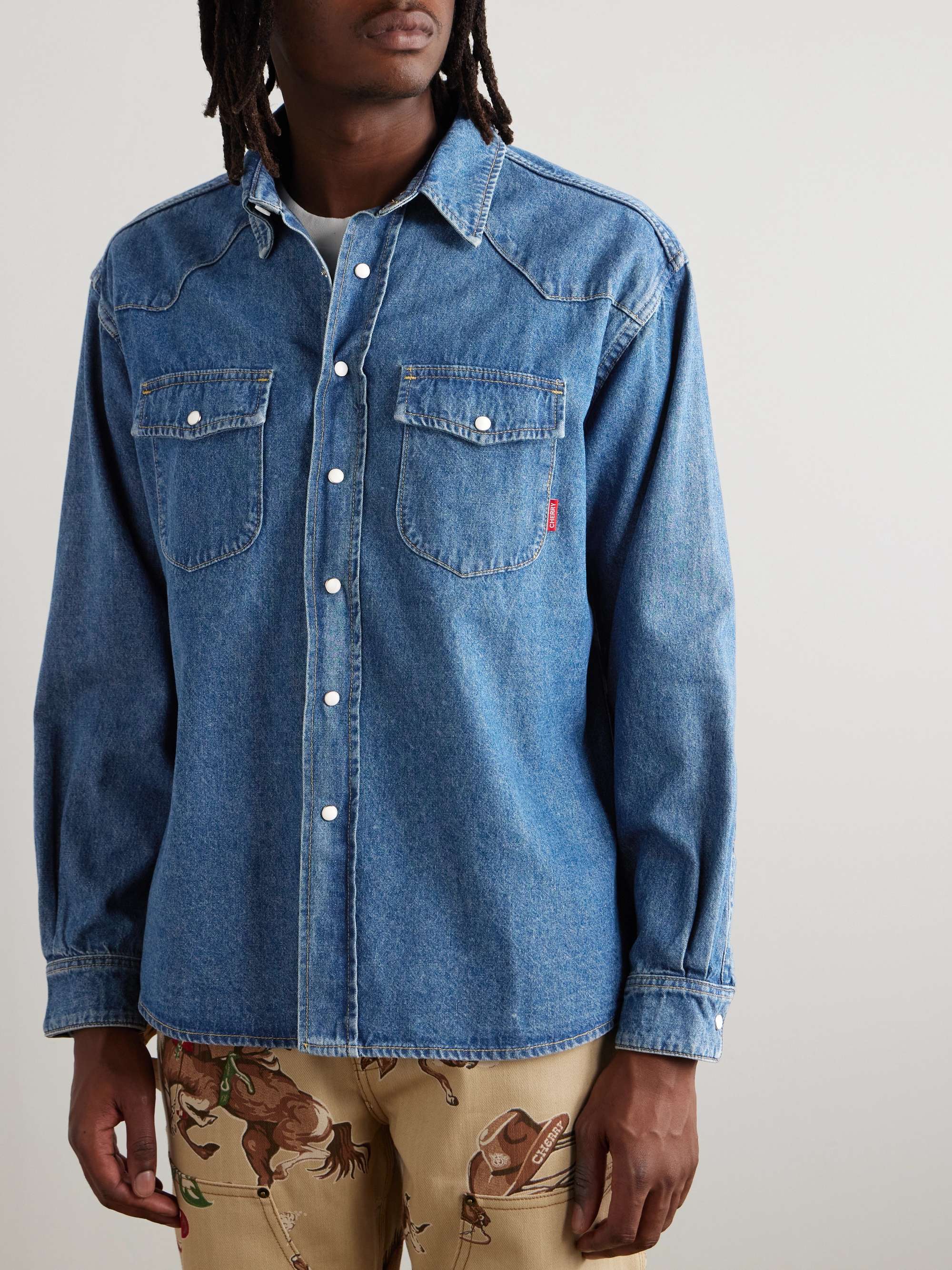 Logo-Print Denim Shirt view
