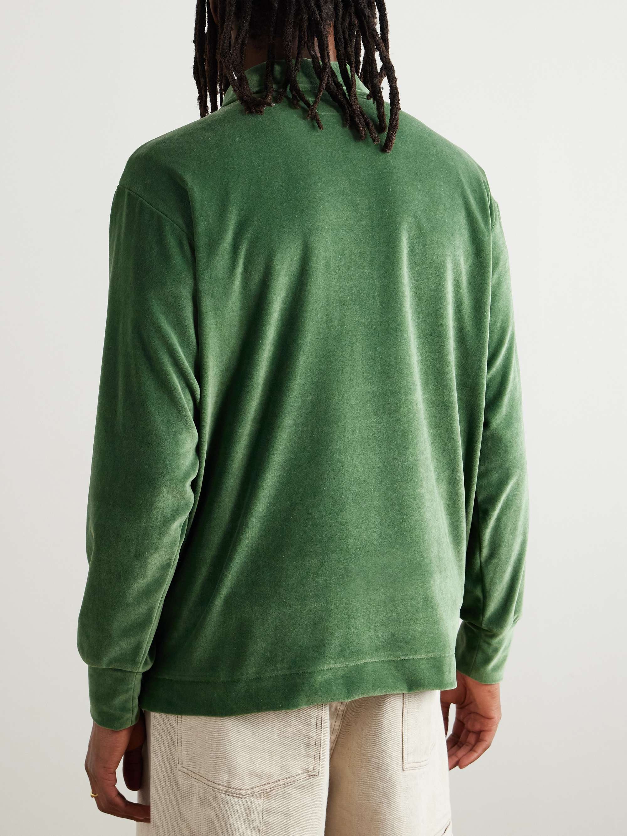 Cotton-Blend Velour Polo Shirt view