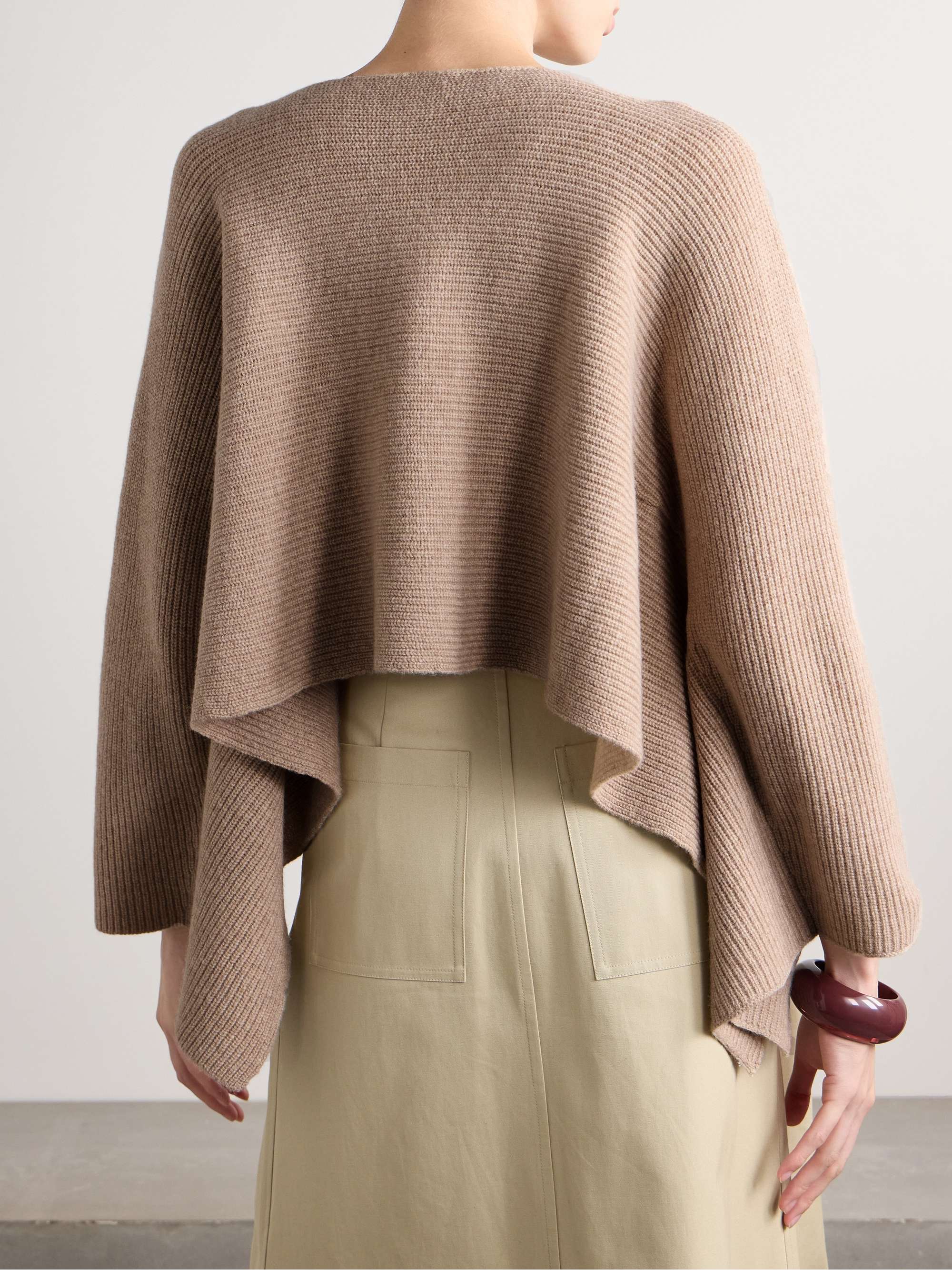 Trip cropped ribbed merino wool and cashmere-blend sweater view