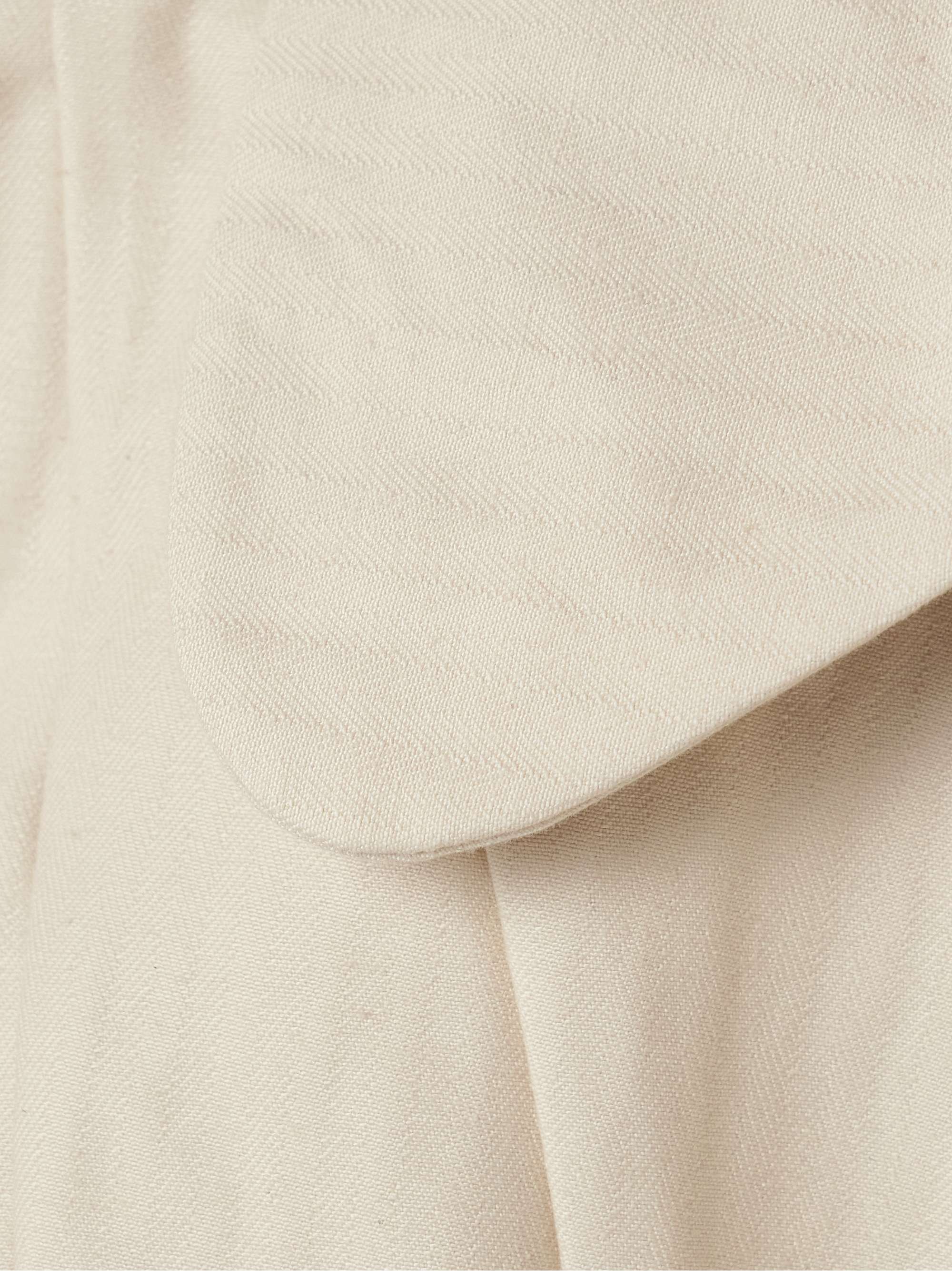 Cropped paneled herringbone cotton top view