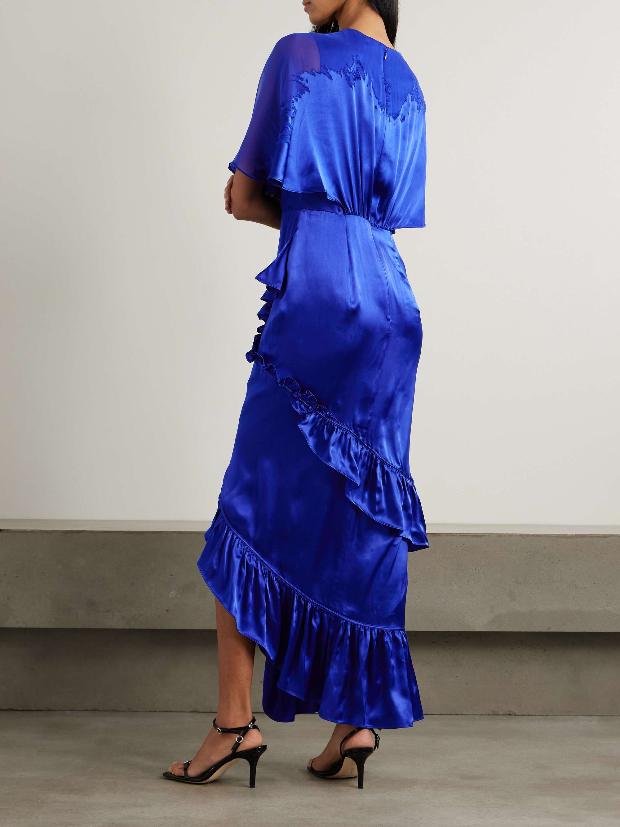Rose ruffled wrap-effect devoré satin and chiffon maxi dress view