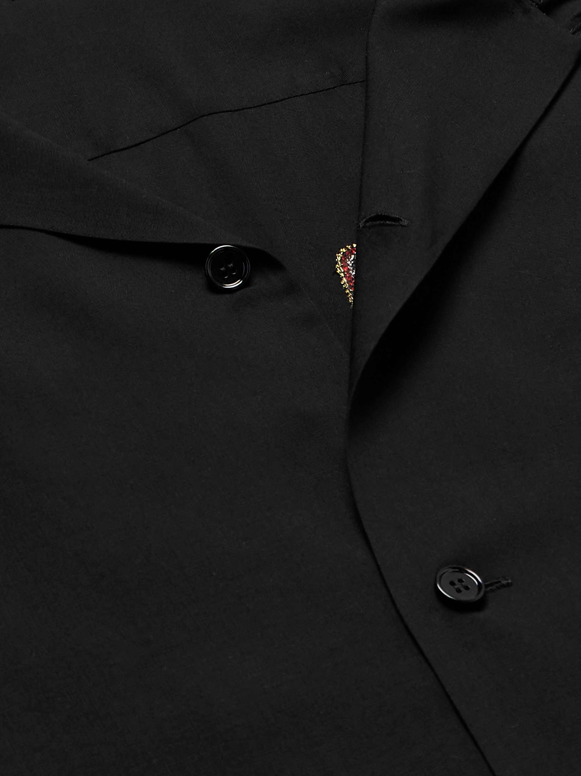 Convertible-Collar Logo-Appliquéd Matte-Satin Shirt view
