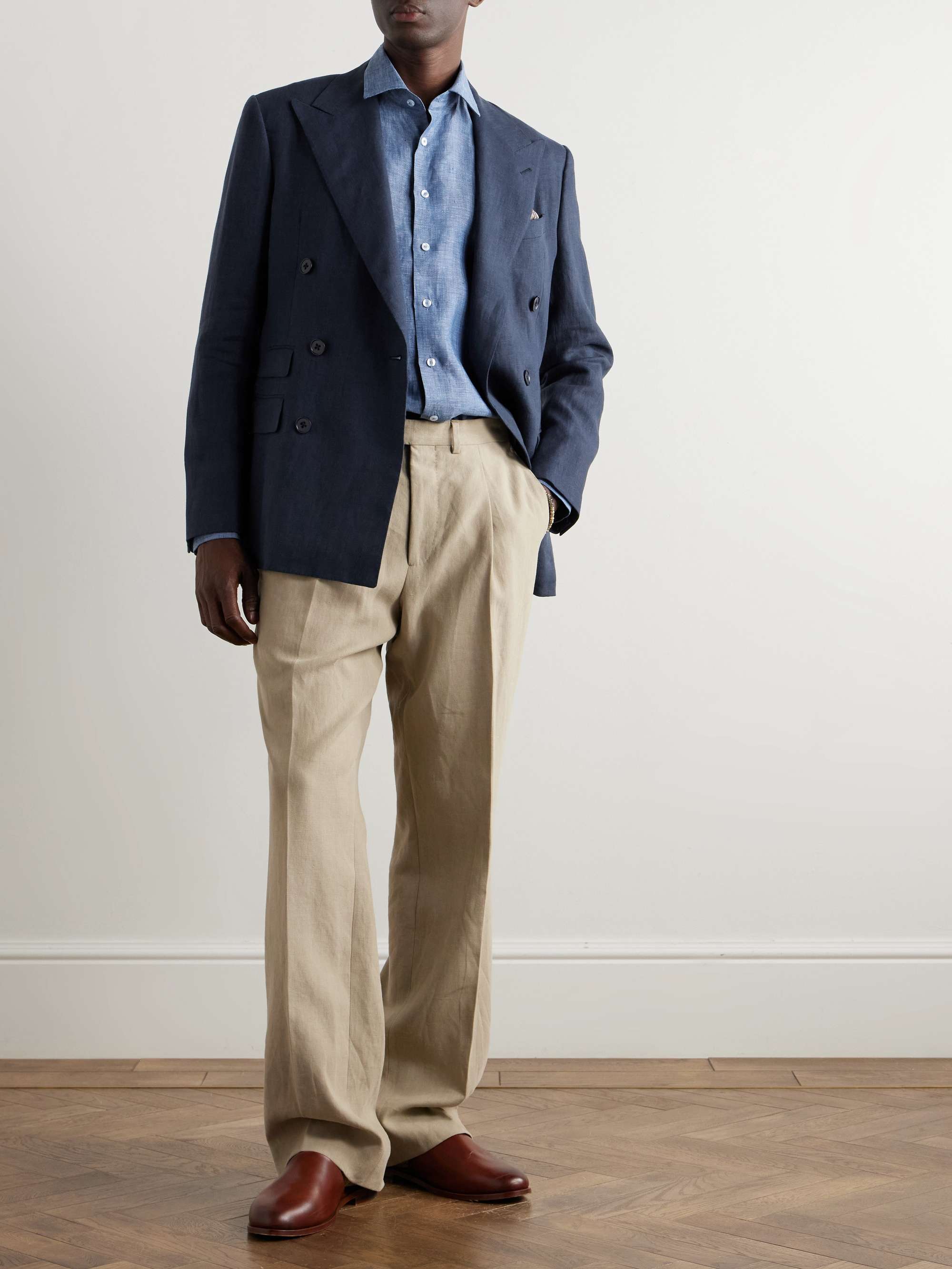 Logo-Embroidered Linen Shirt view