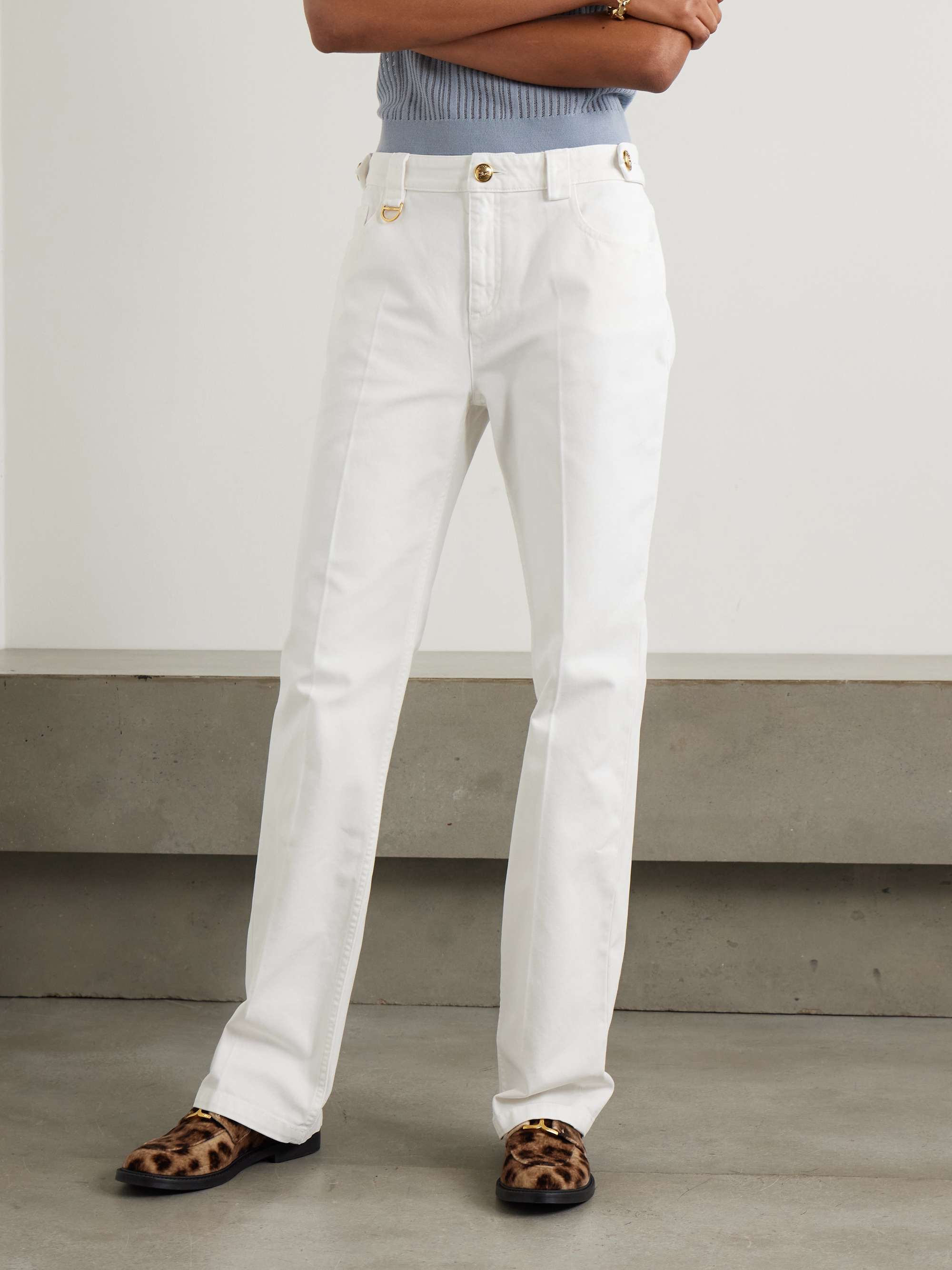 Embellished mid-rise straight-leg jeans view