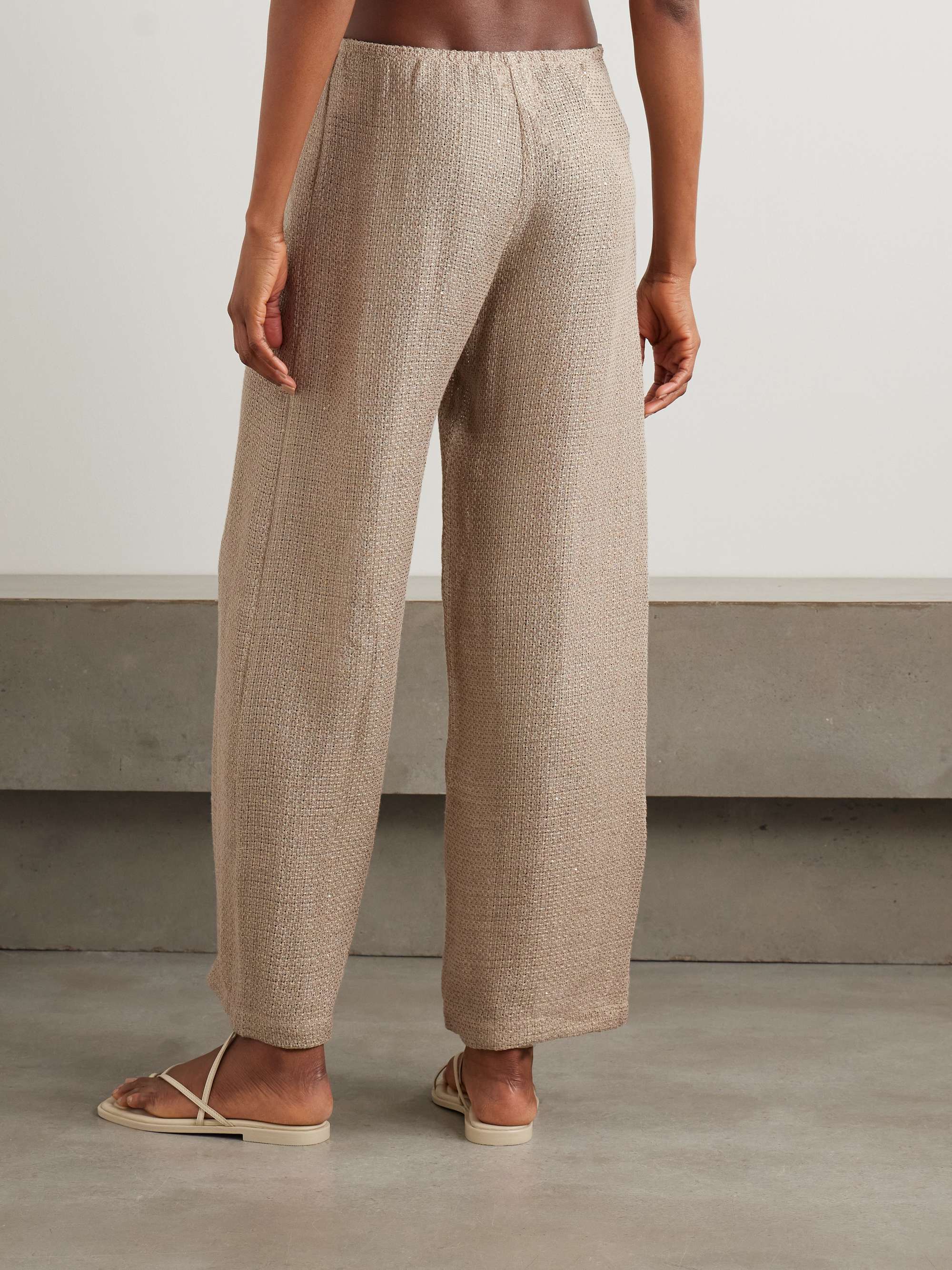 Stella sequin-embellished linen-blend gauze wide-leg pants view