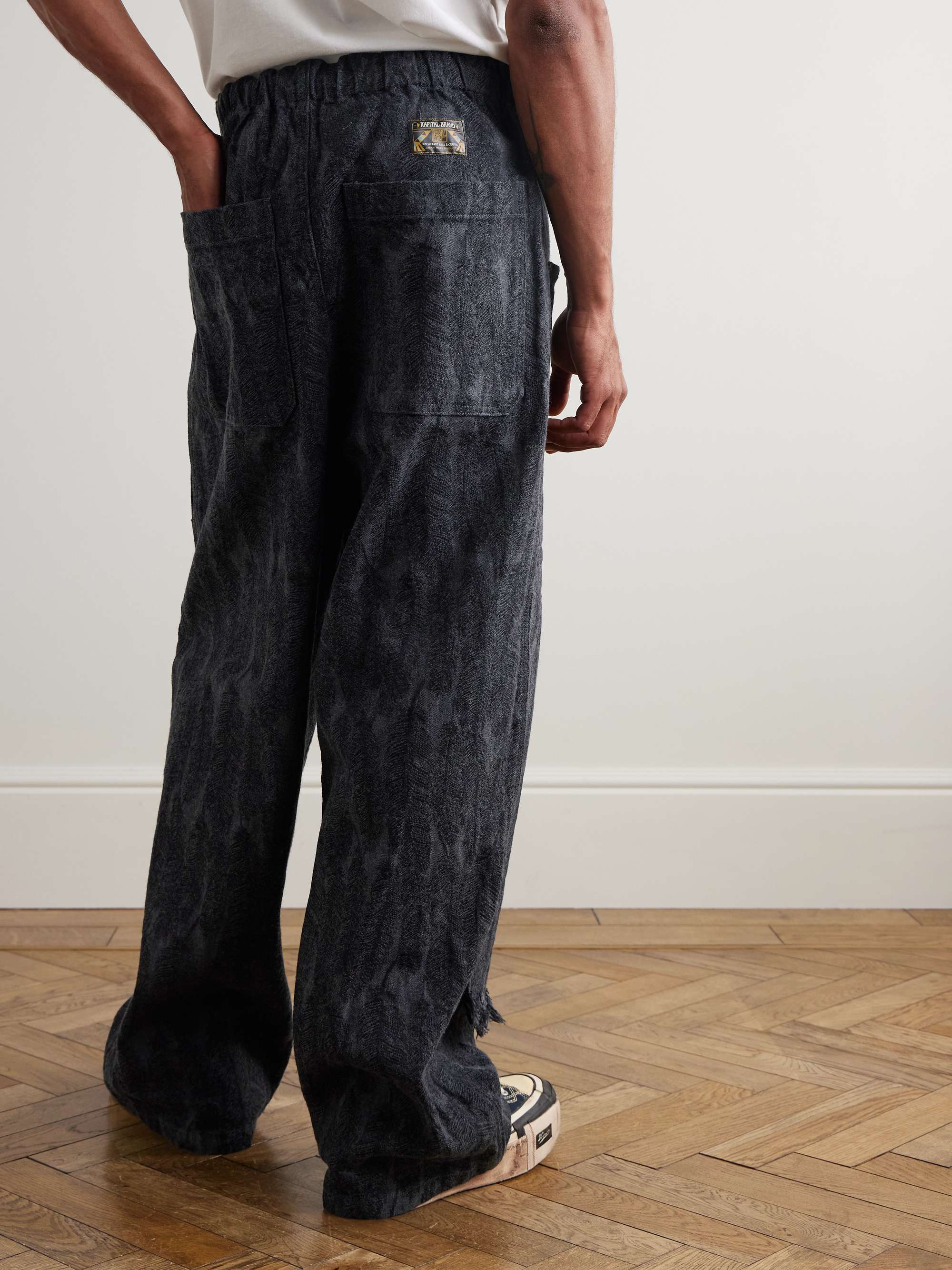 Magpie Easy Straight-Leg Cotton-Jacquard Drawstring Trousers view