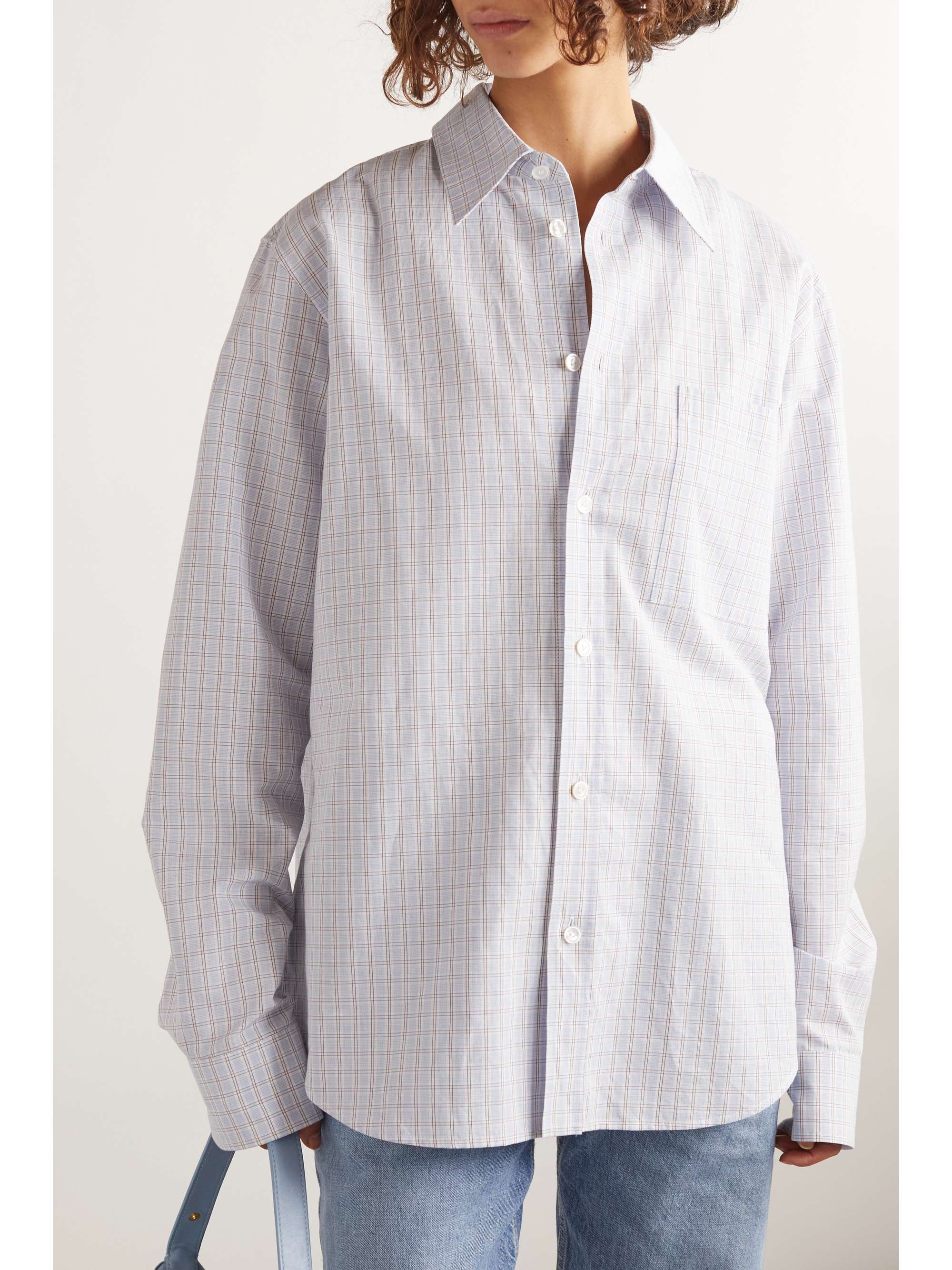Checked cotton and linen-blend shirt view
