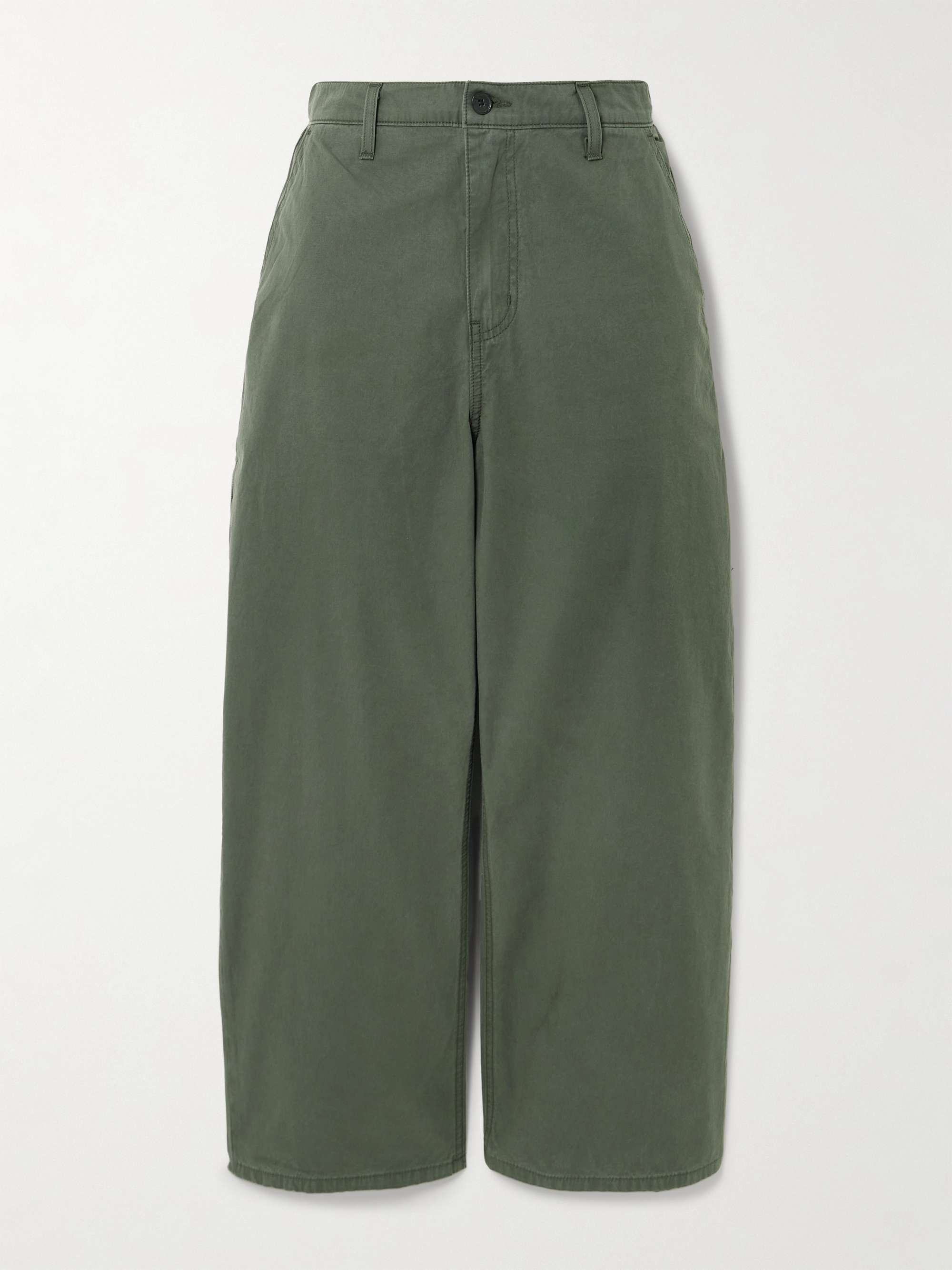 Cropped cotton-twill wide-leg pants view