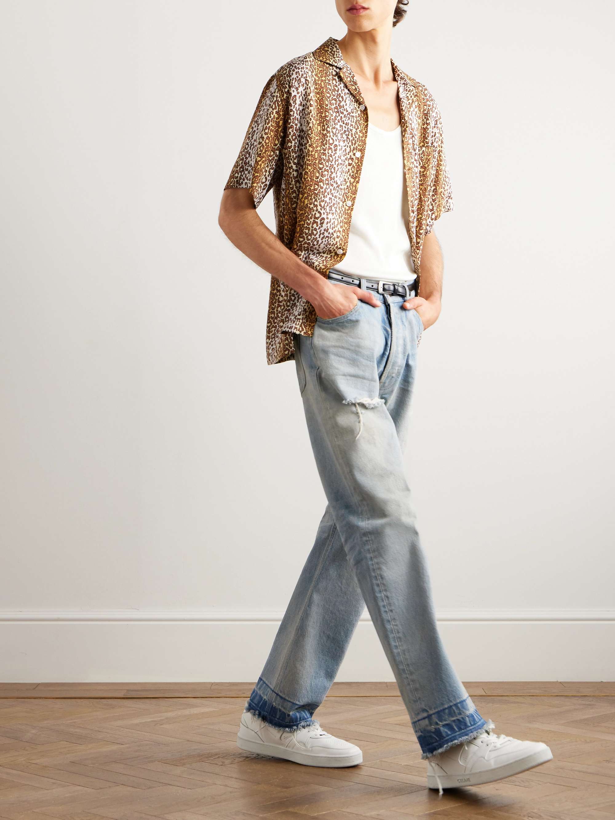 Camp-Collar Leopard-Print Voile Shirt view
