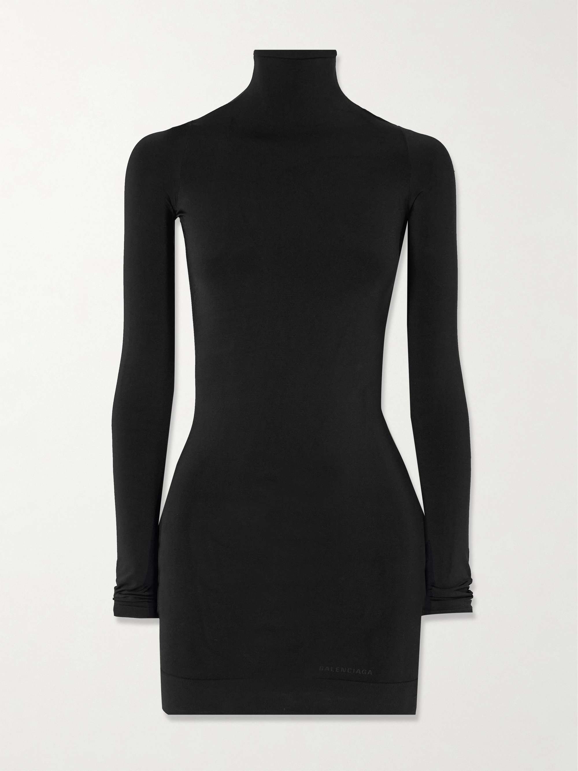 Stretch-jersey turtleneck mini dress view