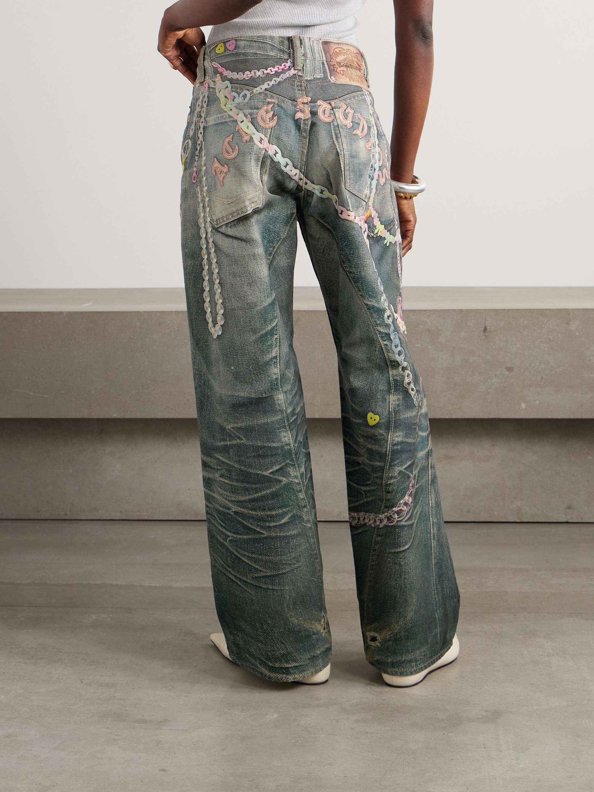 Printed wide-leg jeans view