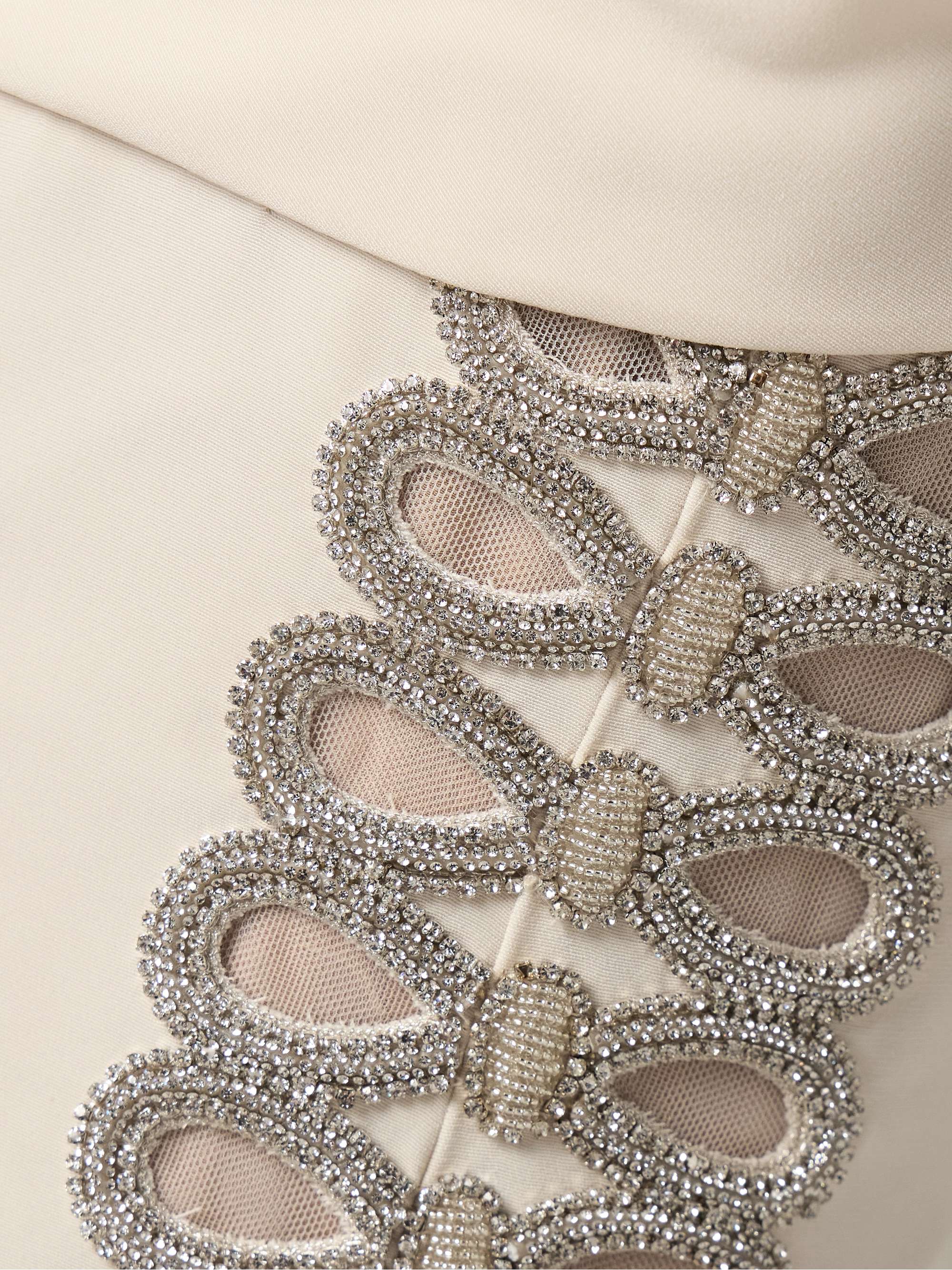 Strapless draped crystal-embellished faille gown view