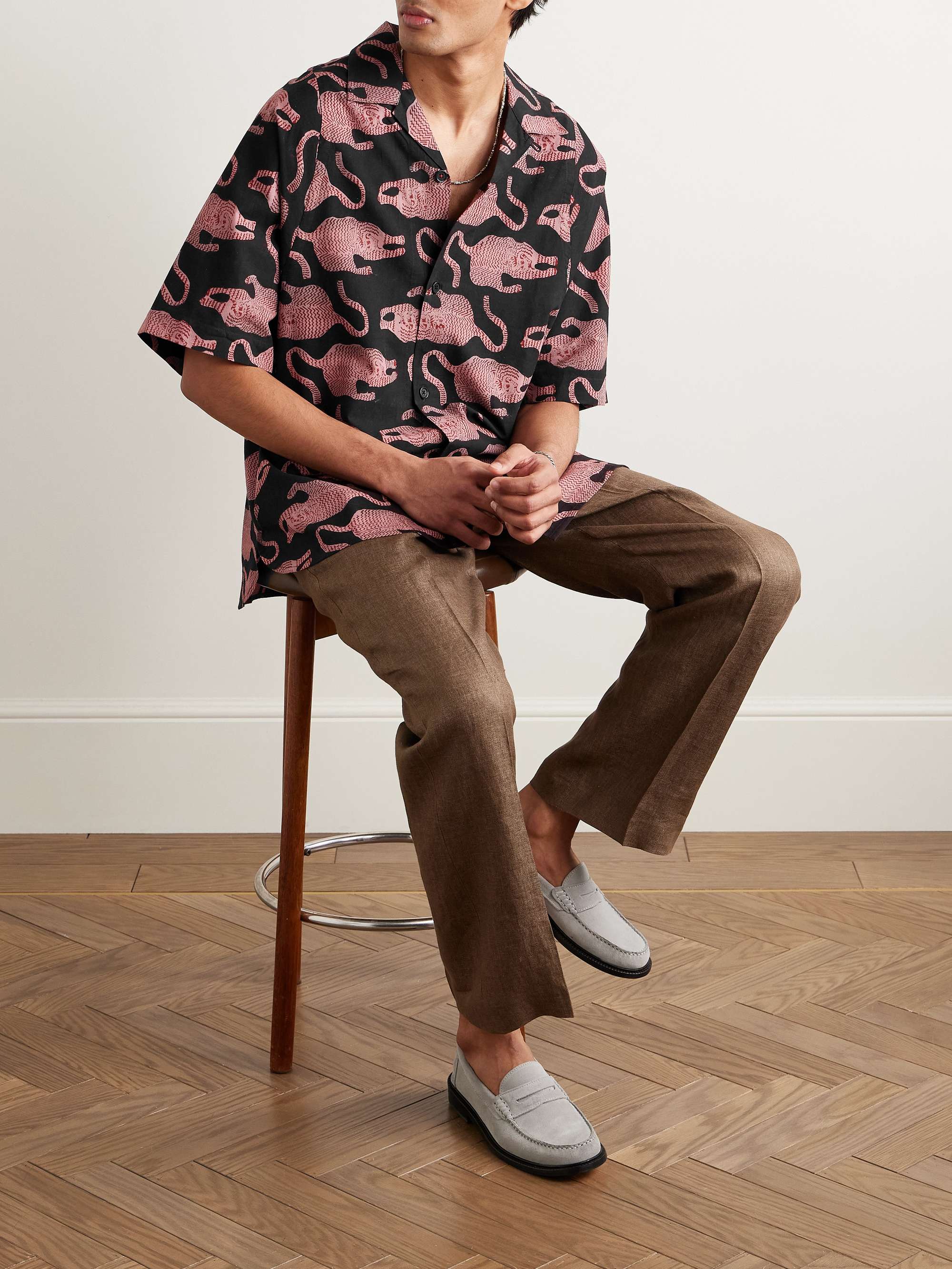 Yusuke Convertible-Collar Printed Cotton Shirt view