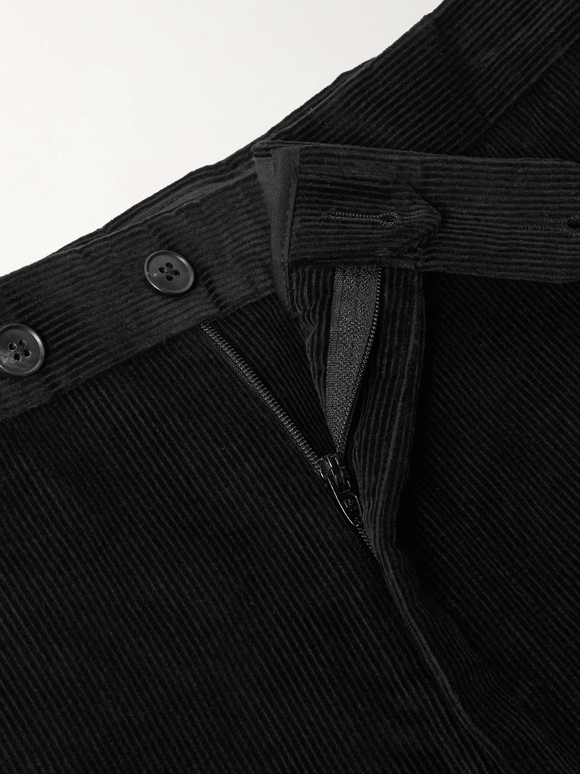 Slim-Fit Pleated Cotton-Corduroy Trousers view