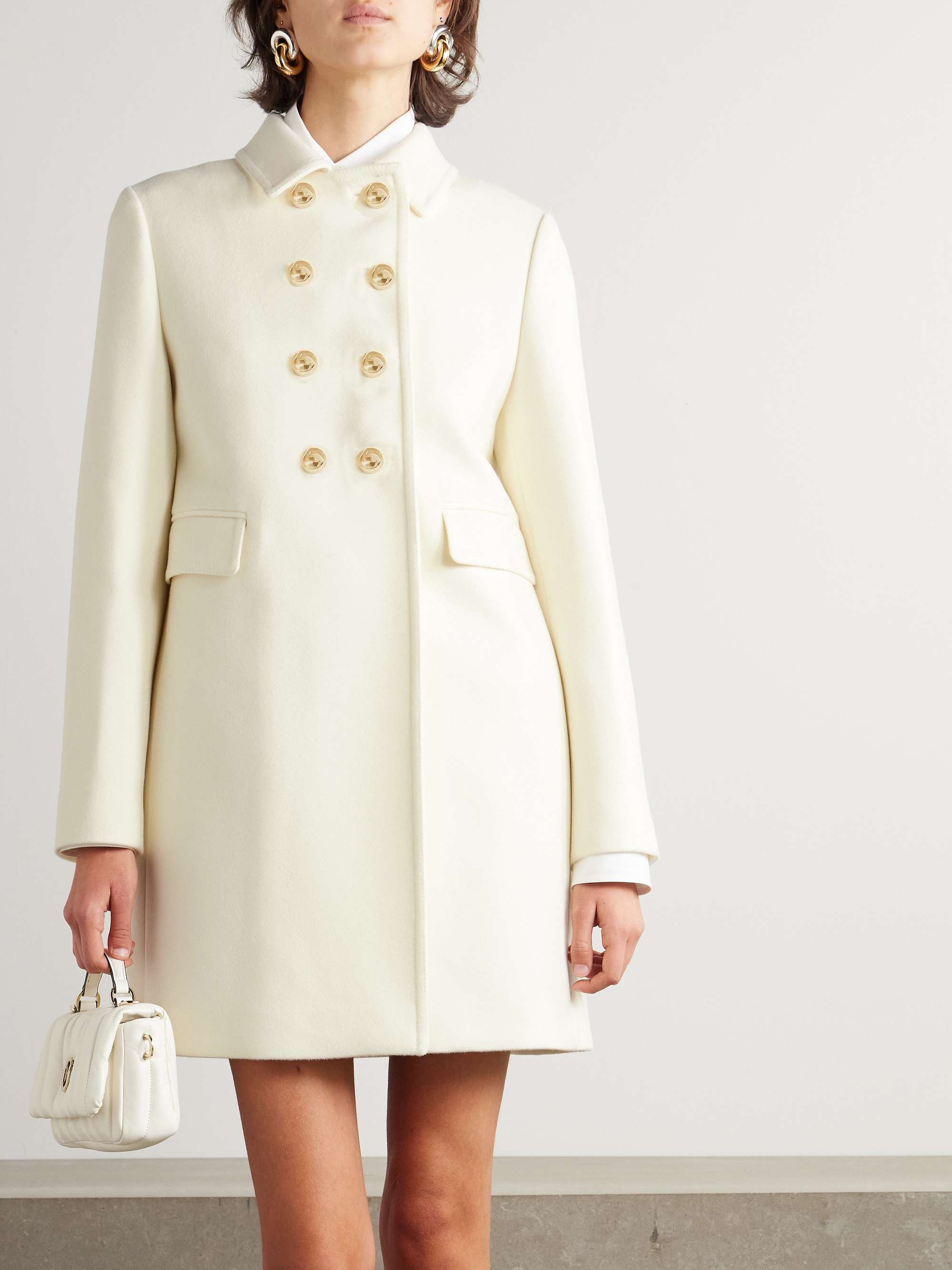 Double-breasted wool-twill coat view