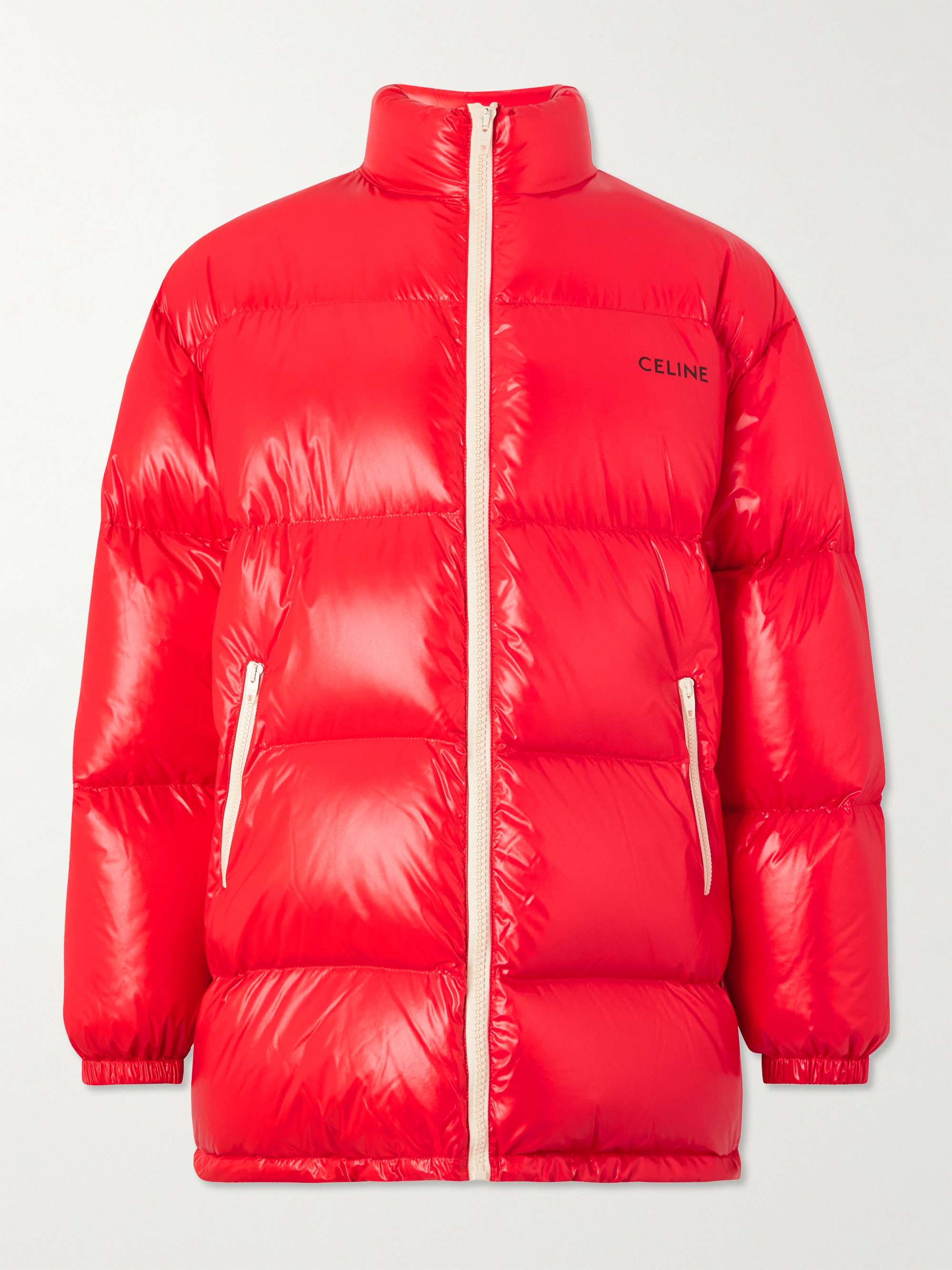 Logo-Print Quilted Glossed-Nylon Down Jacket view