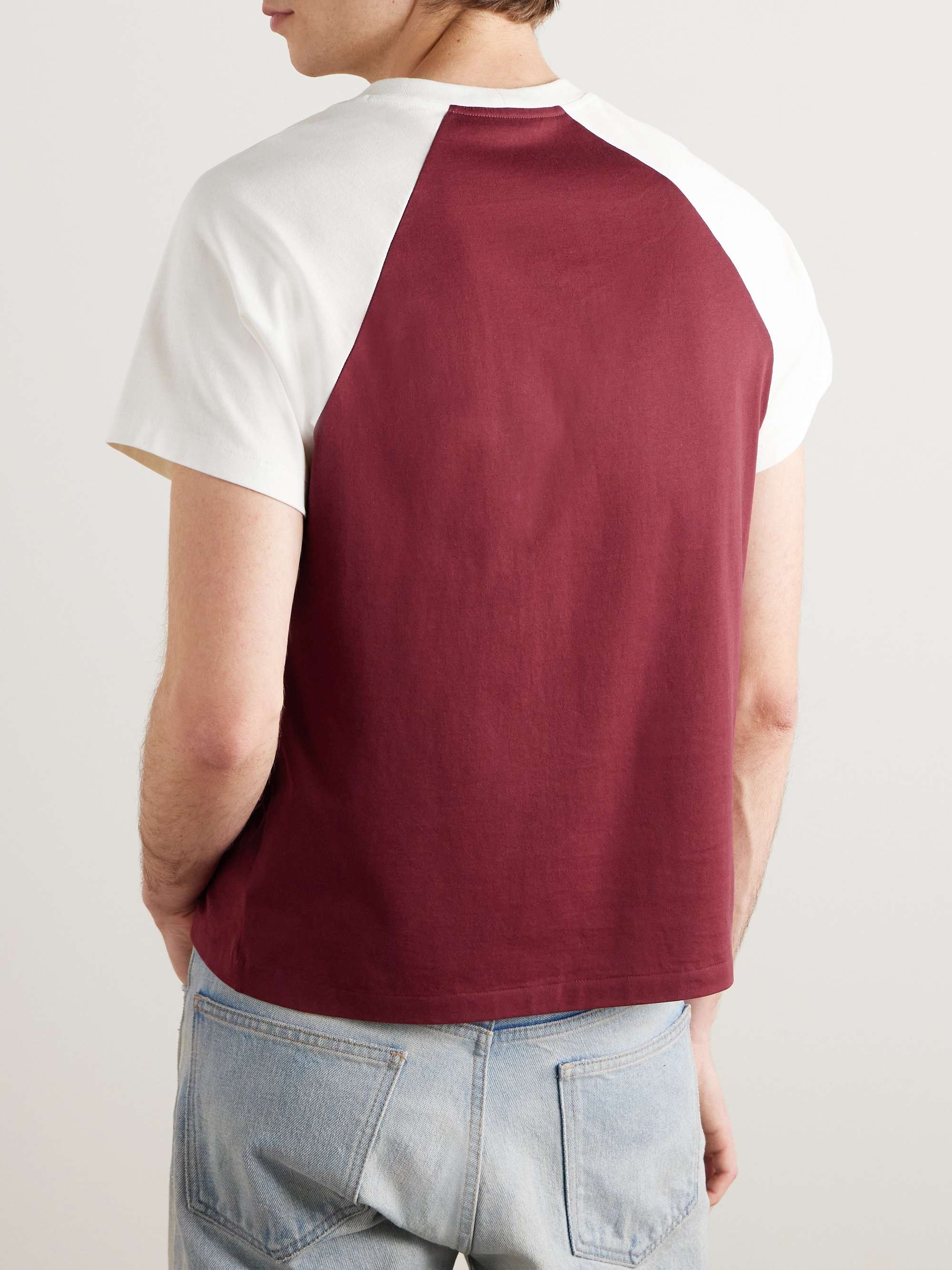 Logo-Flocked Two-Tone Cotton-Jersey T-Shirt view