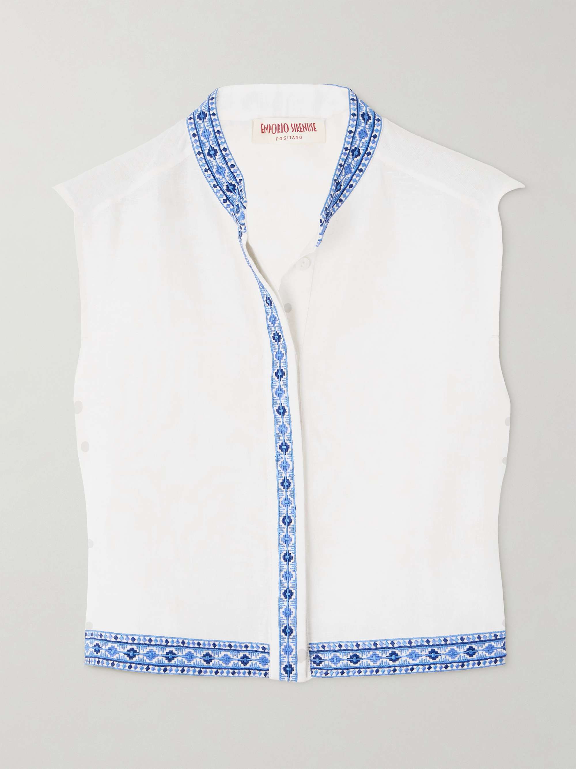 Andorra cropped embroidered linen and cotton-blend top view
