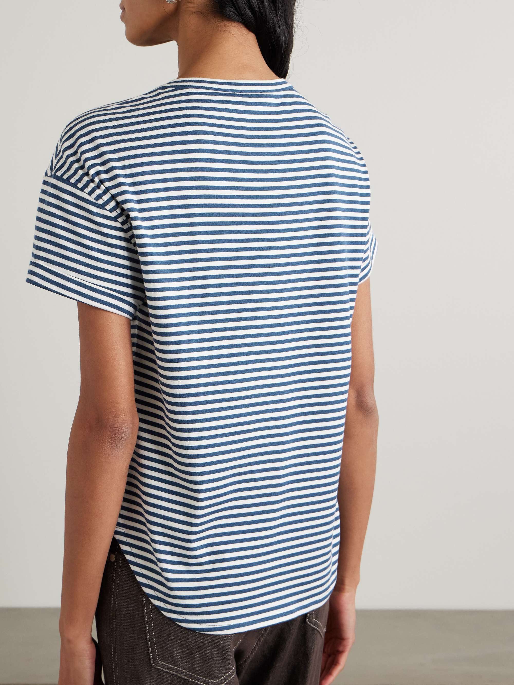 Bead-embellished striped cotton-jersey T-shirt view