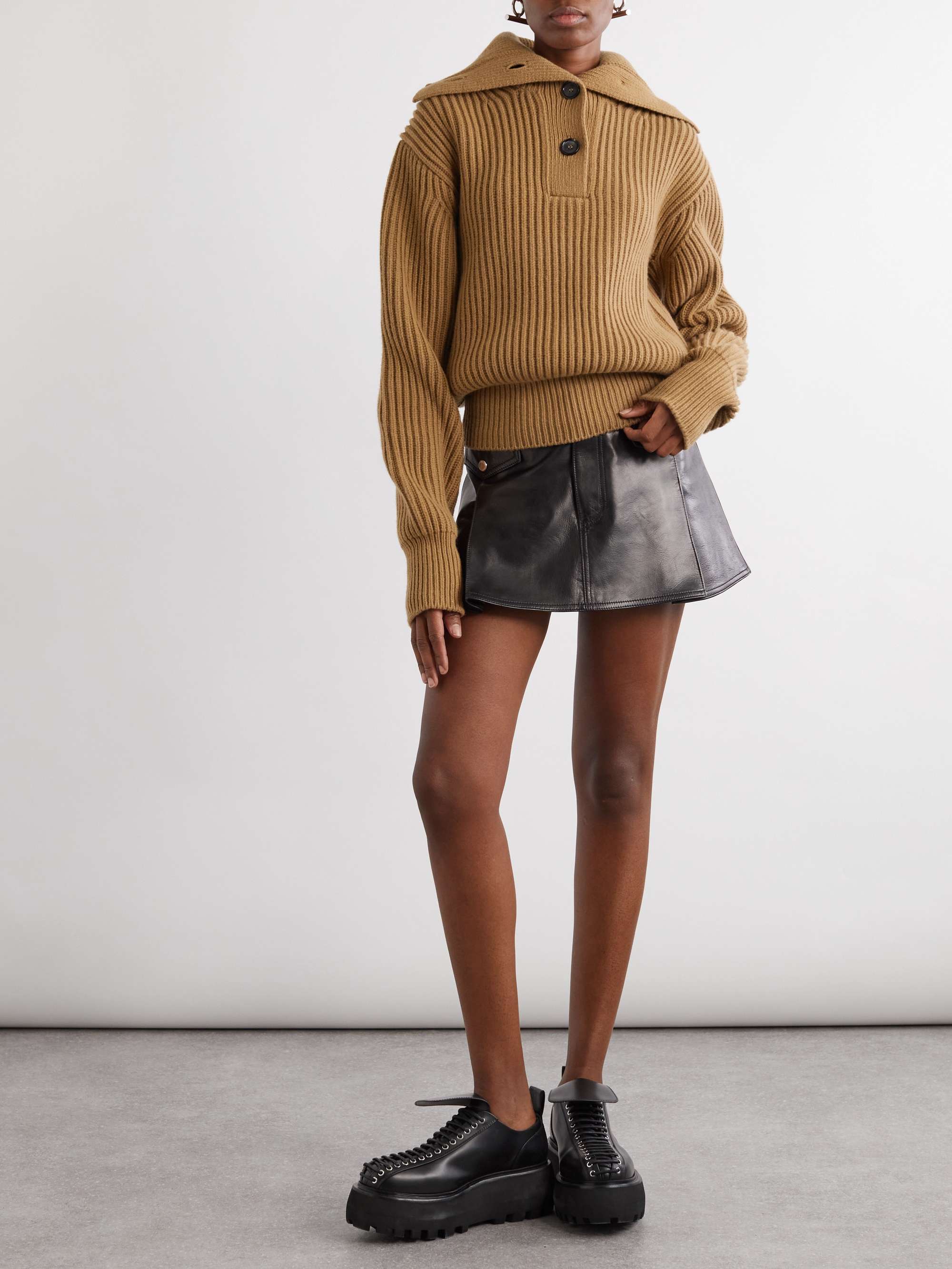 Ribbed wool and cashmere-blend sweater view