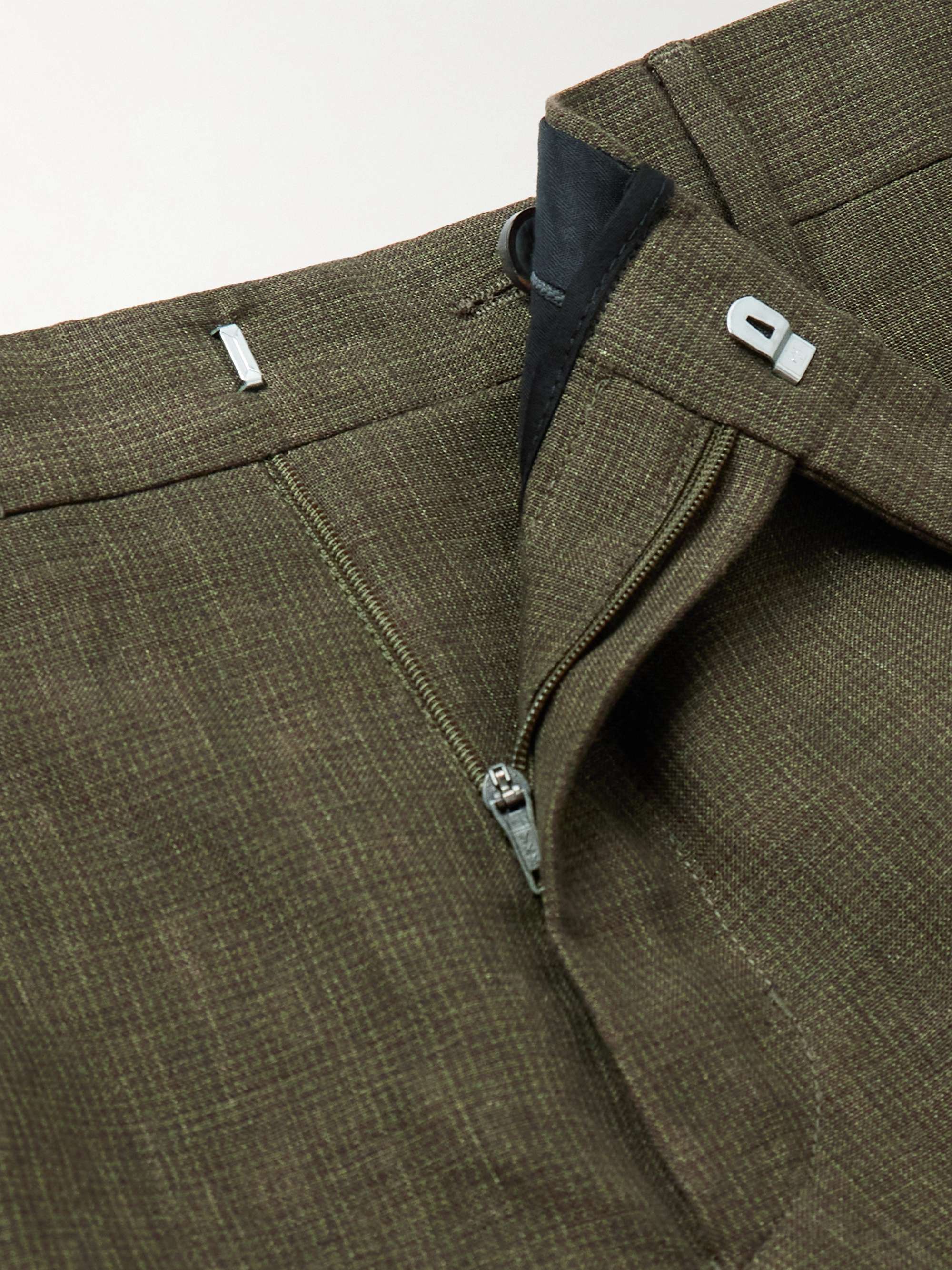 Straight-Leg Puppytooth Linen Suit Trousers view