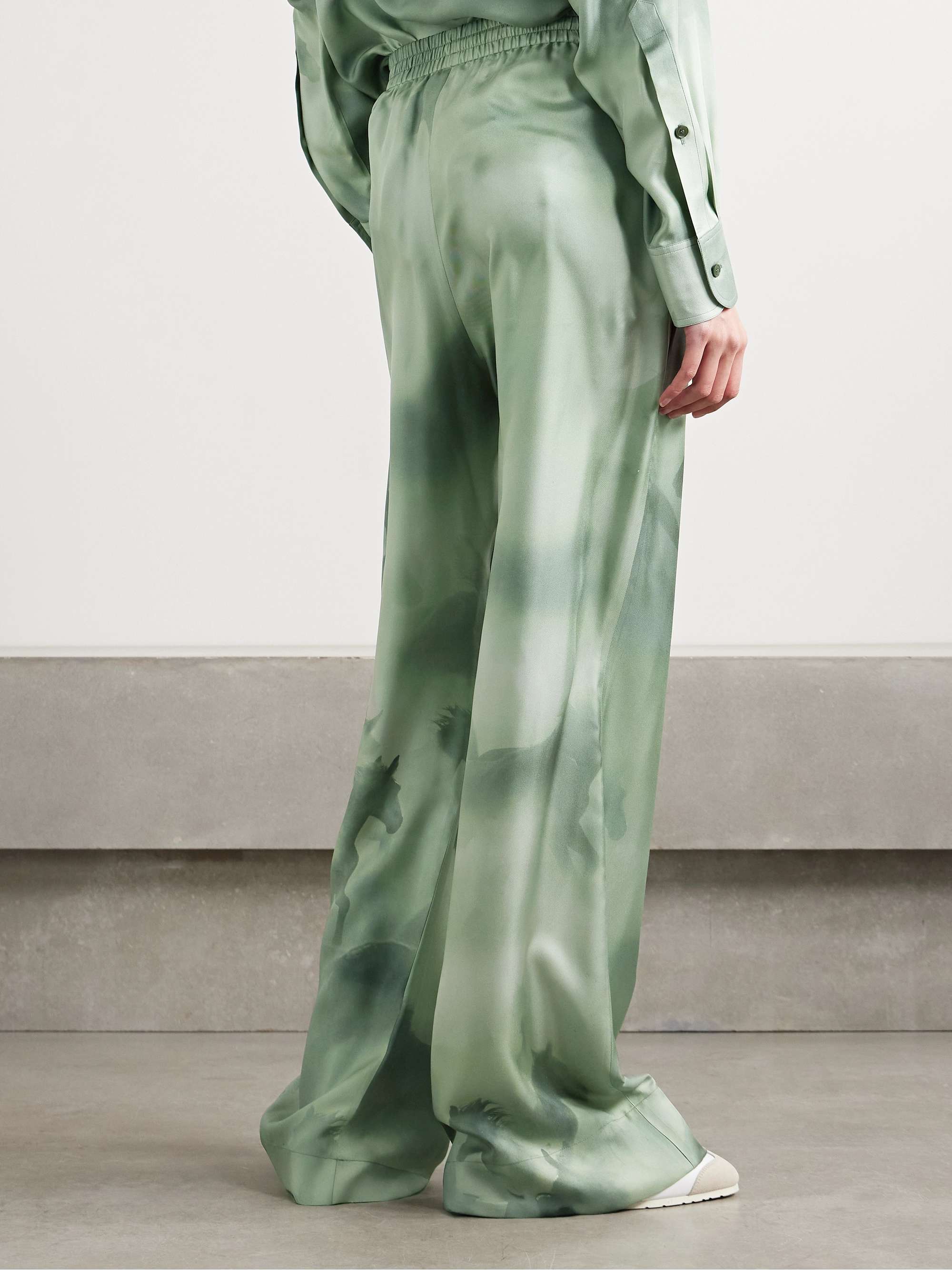 Printed organic silk-twill pants view