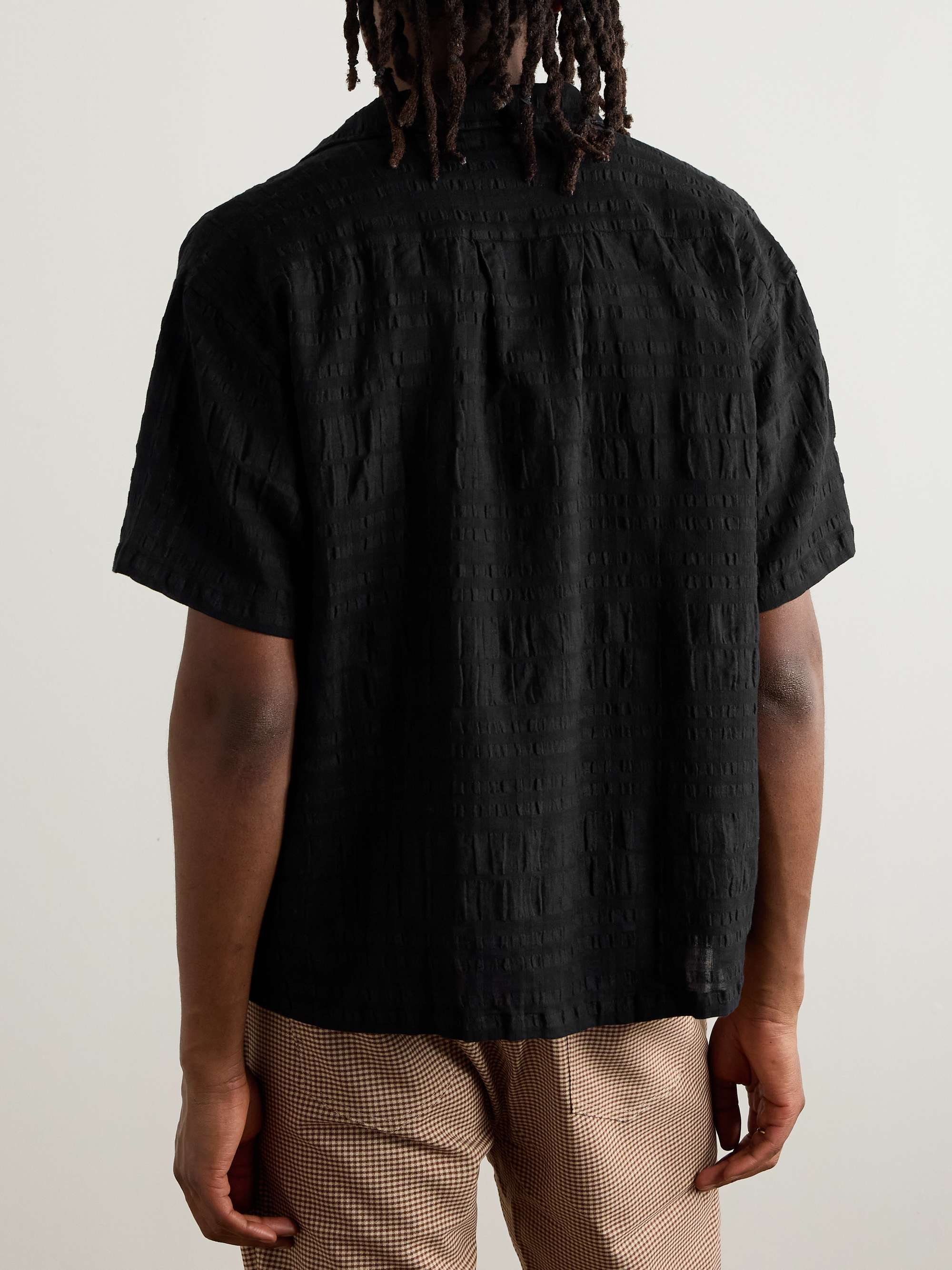 Stretch-Cotton and Linen-Blend Seersucker Shirt view
