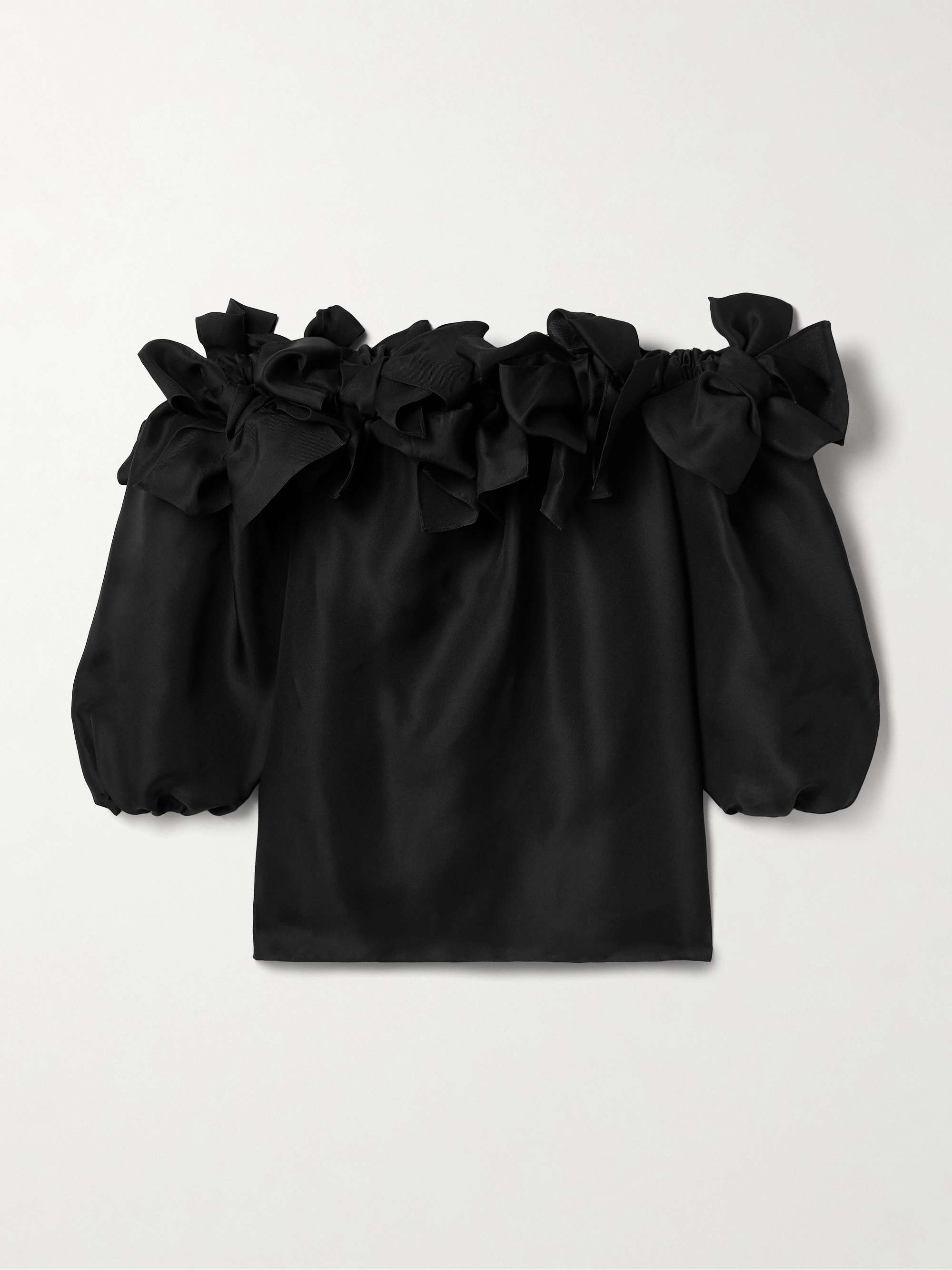 Off-the-shoulder bow-detailed silk blouse view