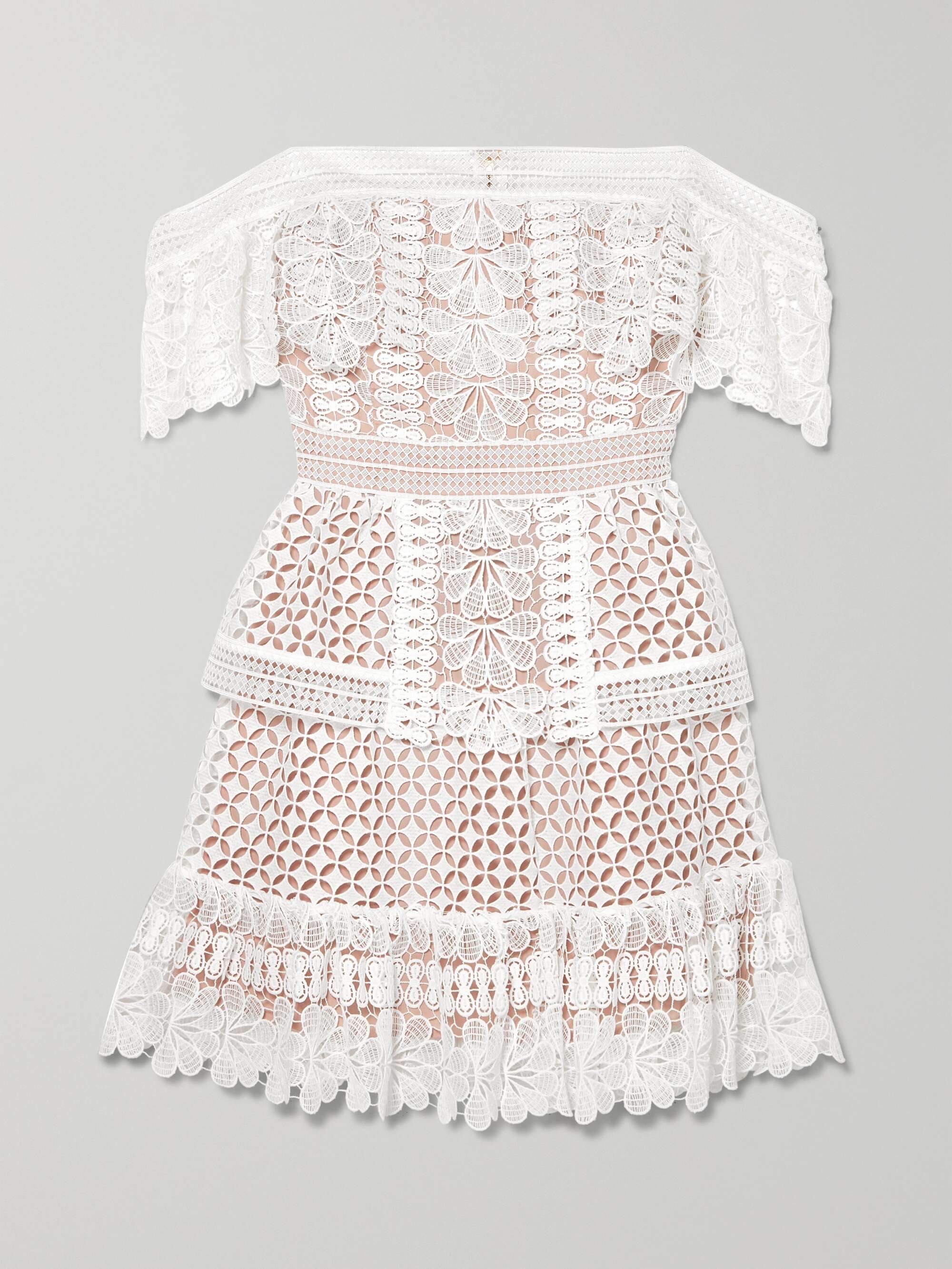 Off-the-shoulder guipure lace mini dress view