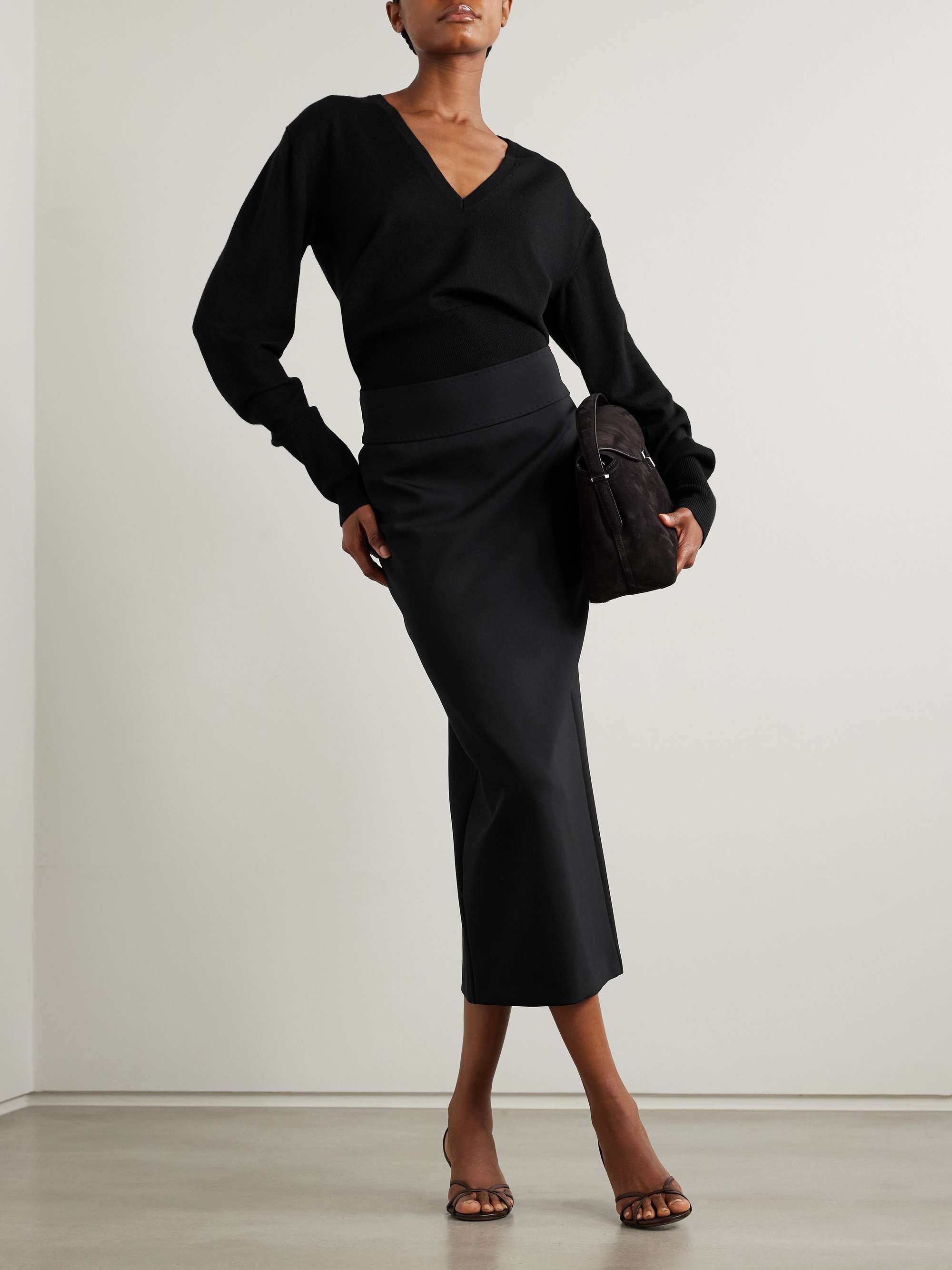 Stretch-twill midi skirt view