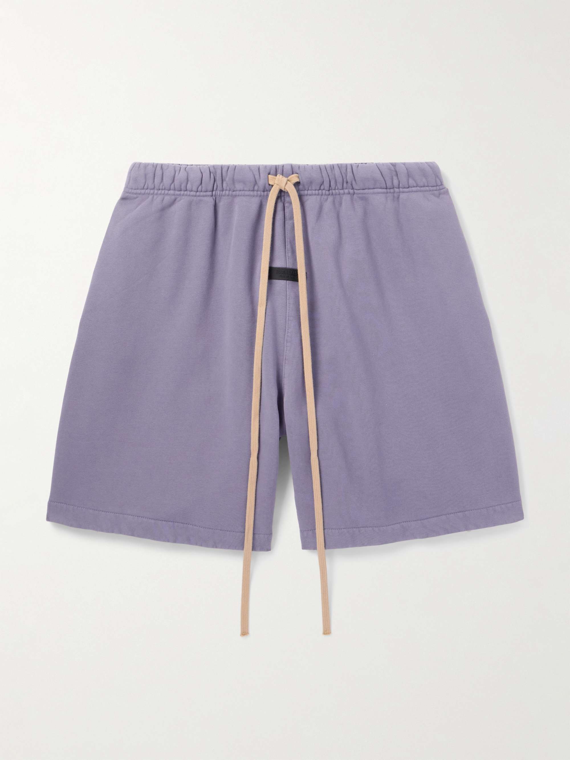 Wide-Leg Logo-Appliquéd Cotton-Jersey Drawstring Shorts view