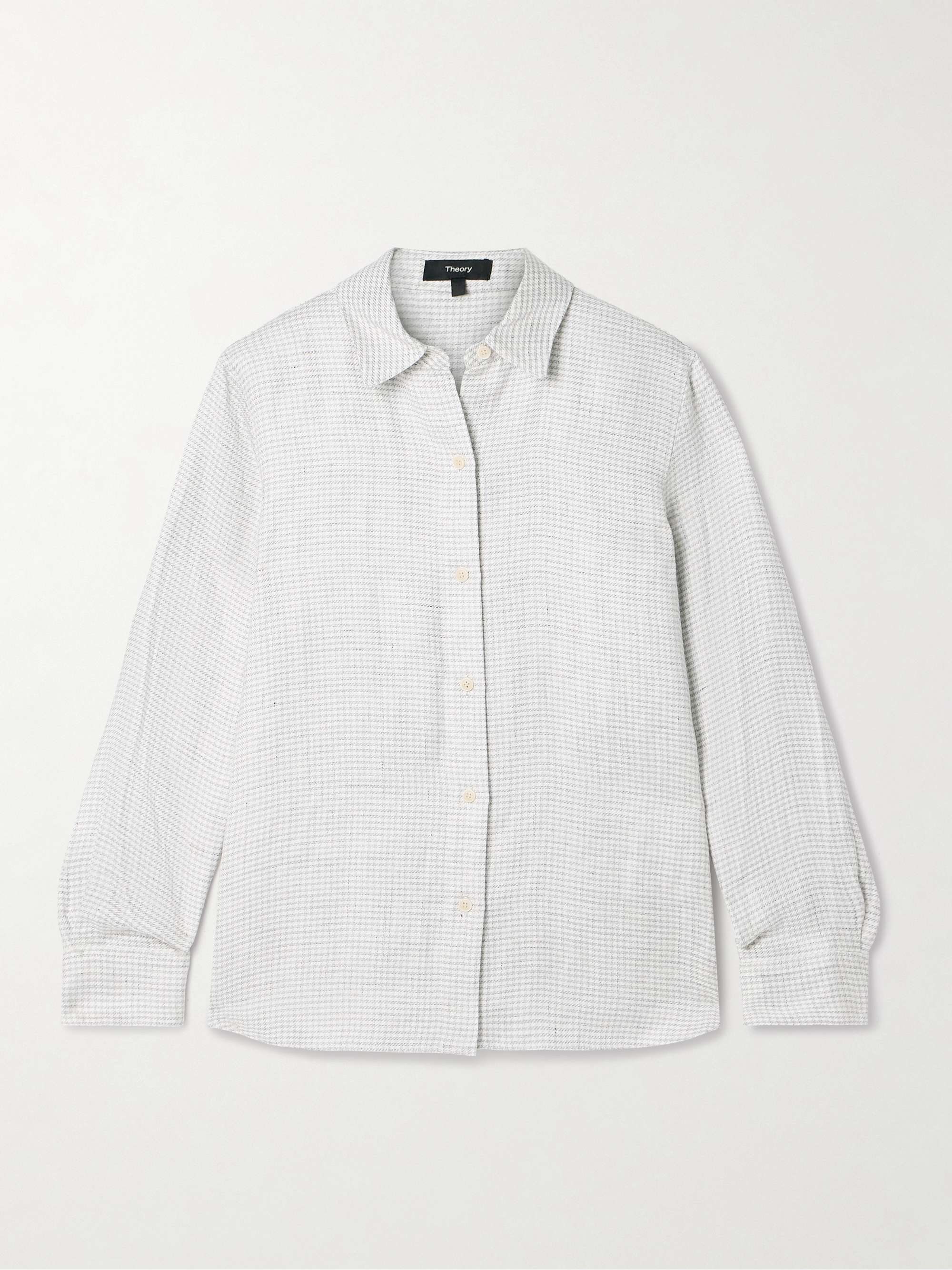 Houndstooth linen-blend shirt view