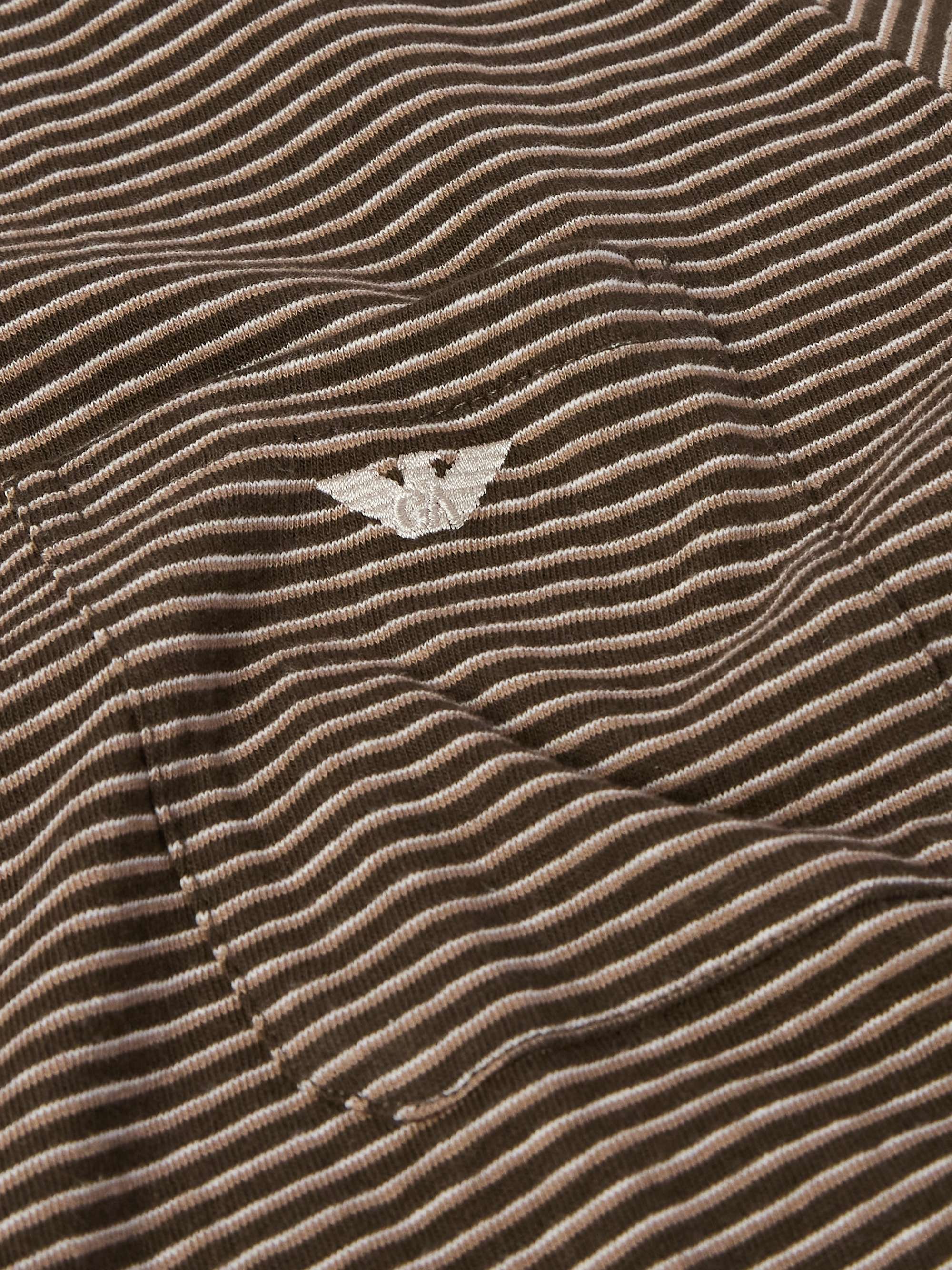 + Emporio Armani Logo-Embroidered Striped Cotton-Jersey T-Shirt view