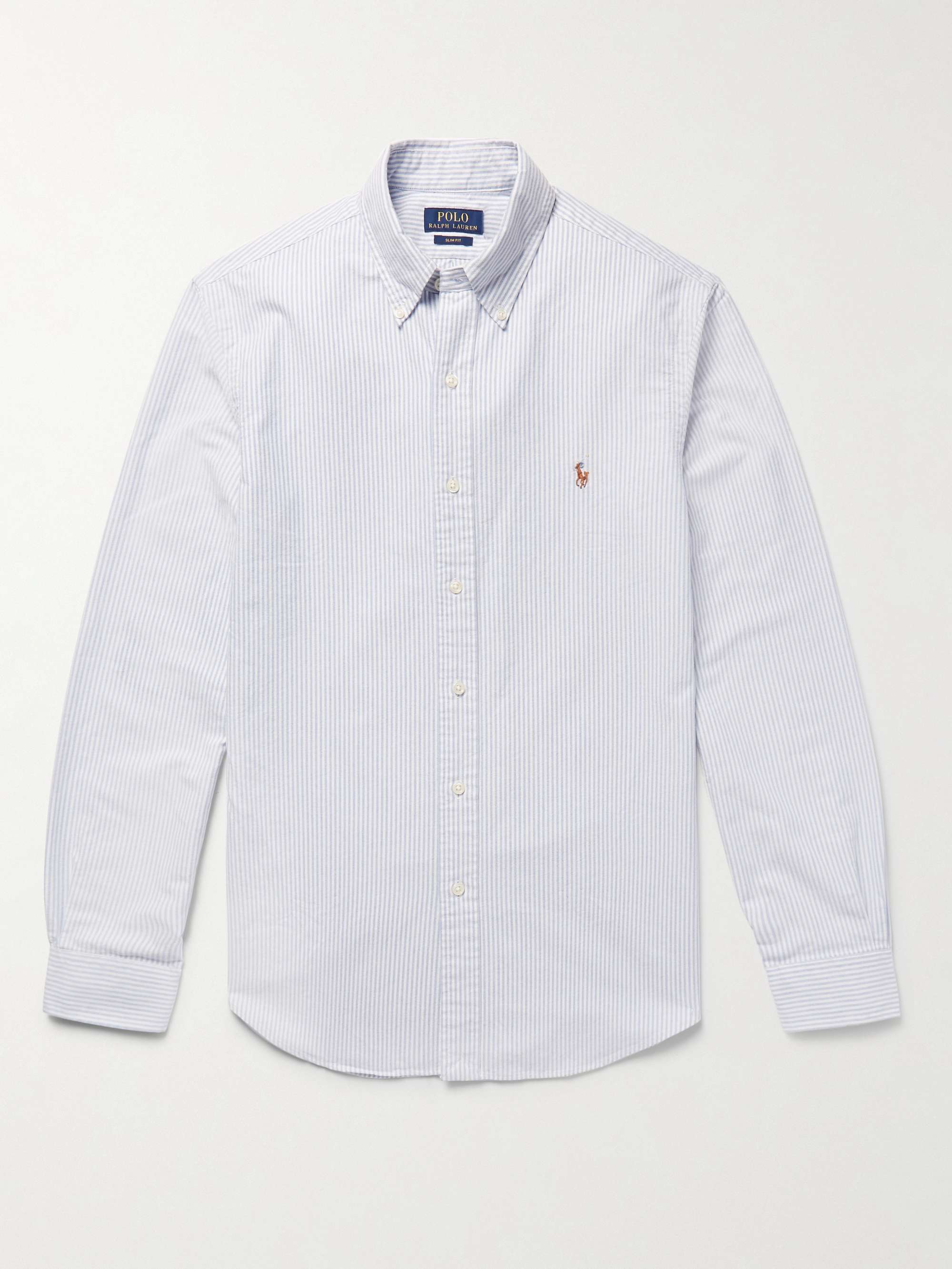 Slim-Fit Striped Cotton Oxford Shirt view