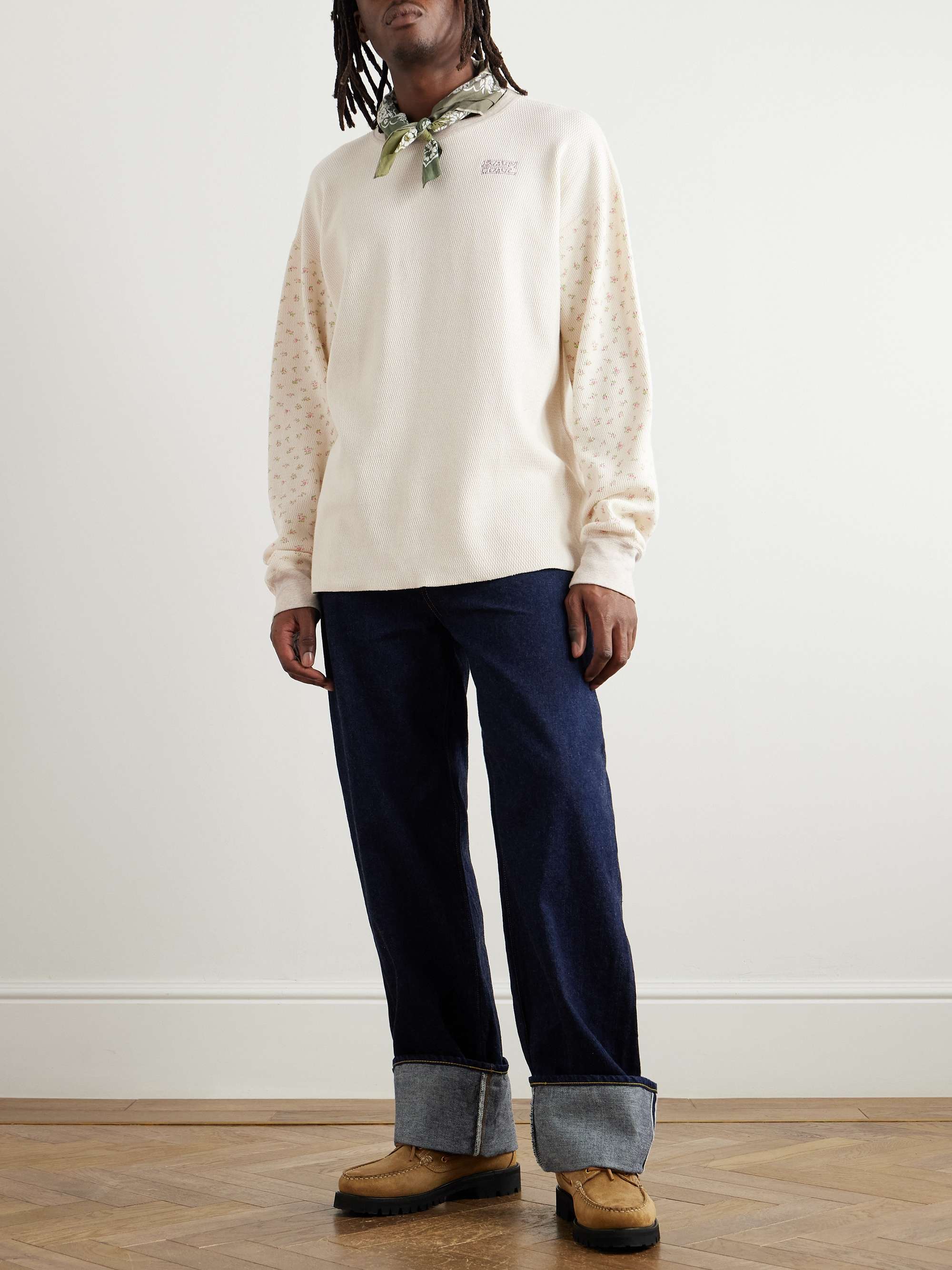 Logo-Embroidered Printed Waffle-Knit Cotton-Jersey T-Shirt view