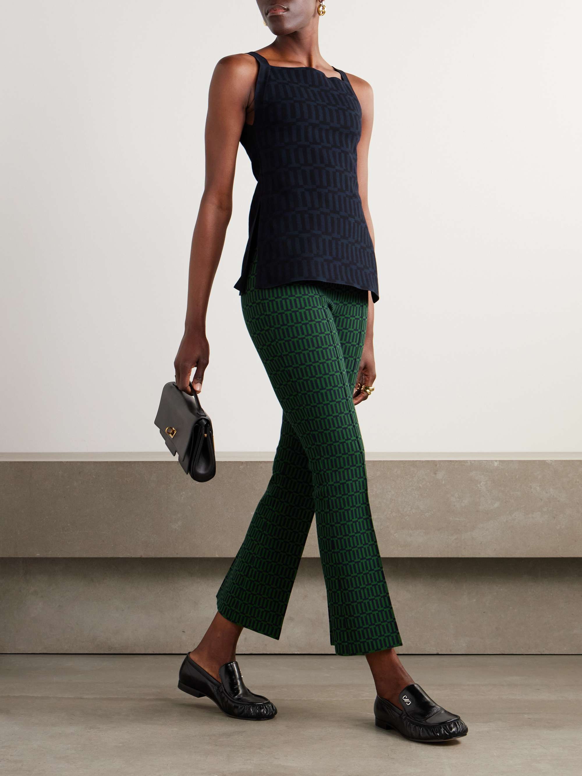 Charlie cotton-blend jacquard slim-leg pants view