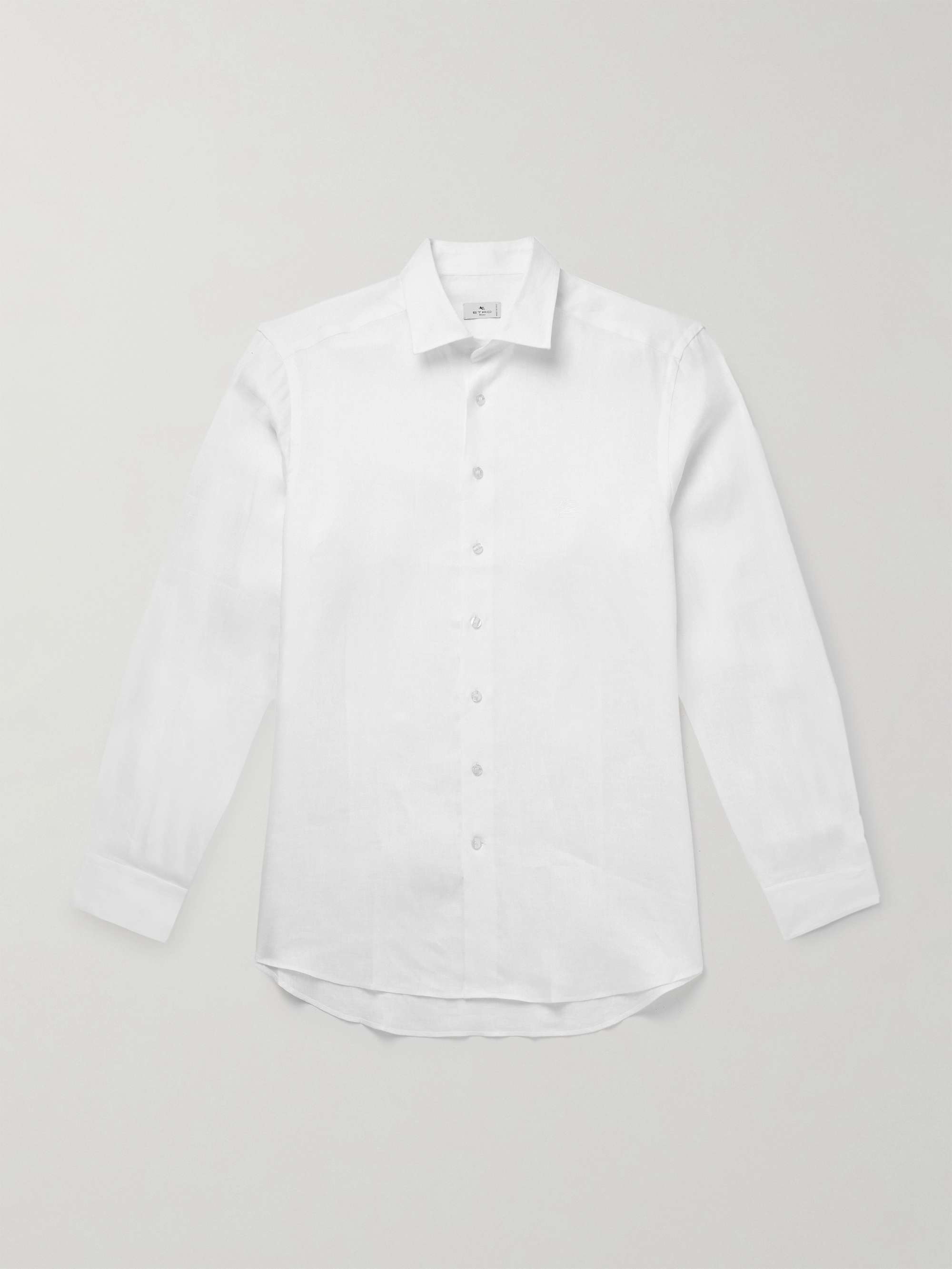 Slim-Fit Logo-Embroidered Linen Shirt view